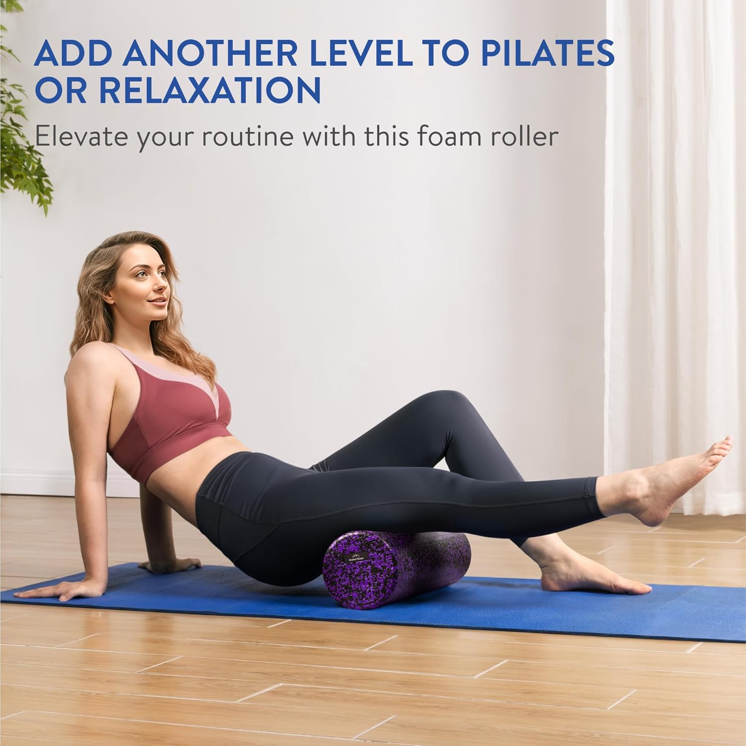 60 cm Faszienrolle Schaumstoffrolle – Fitnessrolle für Hinterbeine Po – Rückenrolle für Pilates und Yoga – Gymnastikrolle 60 cm – Schaumstoffrolle – Schwarz/Lila – Bild 2