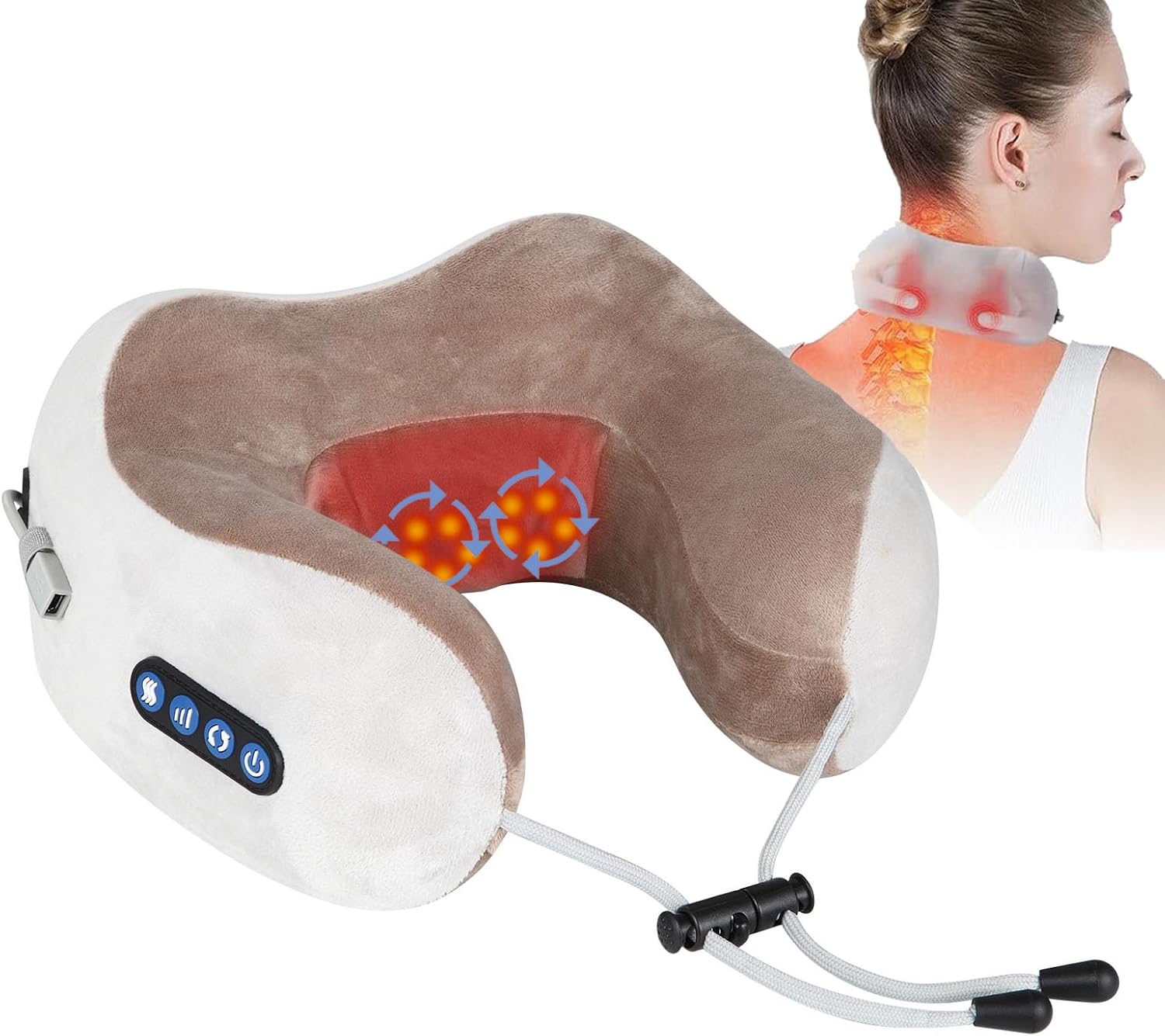 Nackenmassagegerät, Massagegerät Nacken mit Knetfunktion, elektrisches U-förmiges Massagekissen zur Nackenentspannung und Schmerzlinderung, kabelloses Nackenmassagegerät für Zuhause und Büro