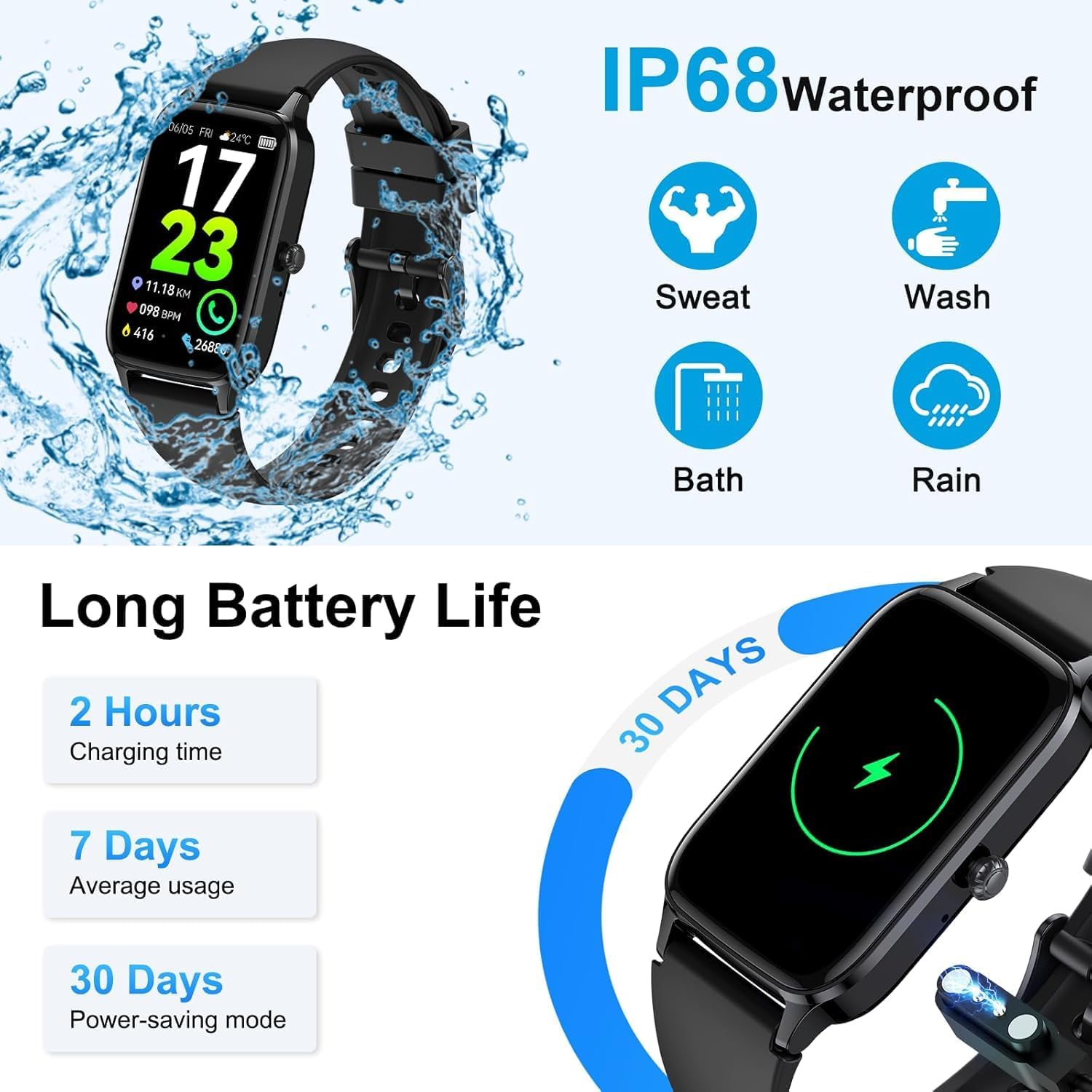 Smartwatch Herren Damen 2026, 1,57 Zoll HD Fitnessuhr Herren mit Telefonfunktion, Wasserdichter Aktivitätstracker 110+ Sportmodi, Fitnesstracker mit Schlafmonitor Schrittzähler, Uhr für Android/iOS – Bild 5