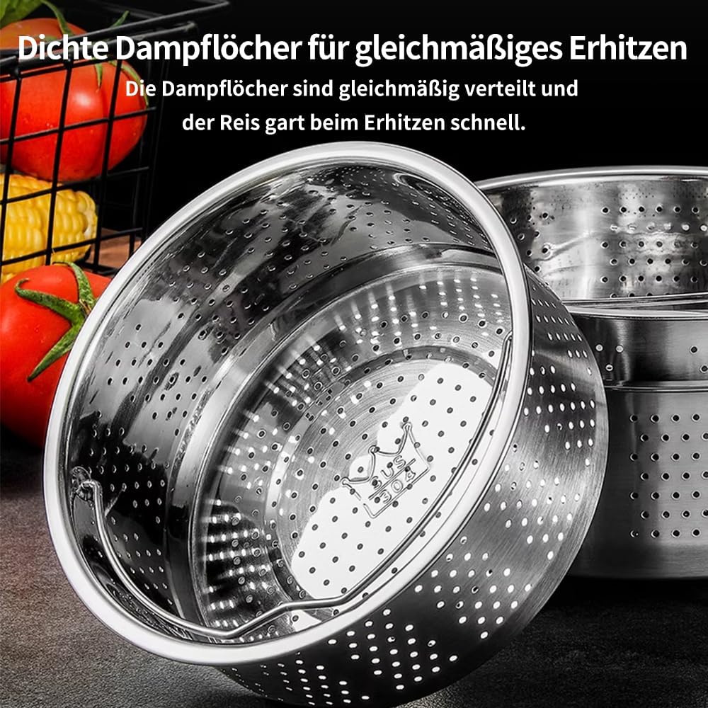 Dampfgareinsatz Edelstahl 304, Dampfgareinsatz für Topf, Dampfgareinsatz für Töpfe für Töpfe, Kochtöpfe, Schnellkochtopf, Dünsten von Gemüse, Früchten, Eiern (22 cm) – Bild 3