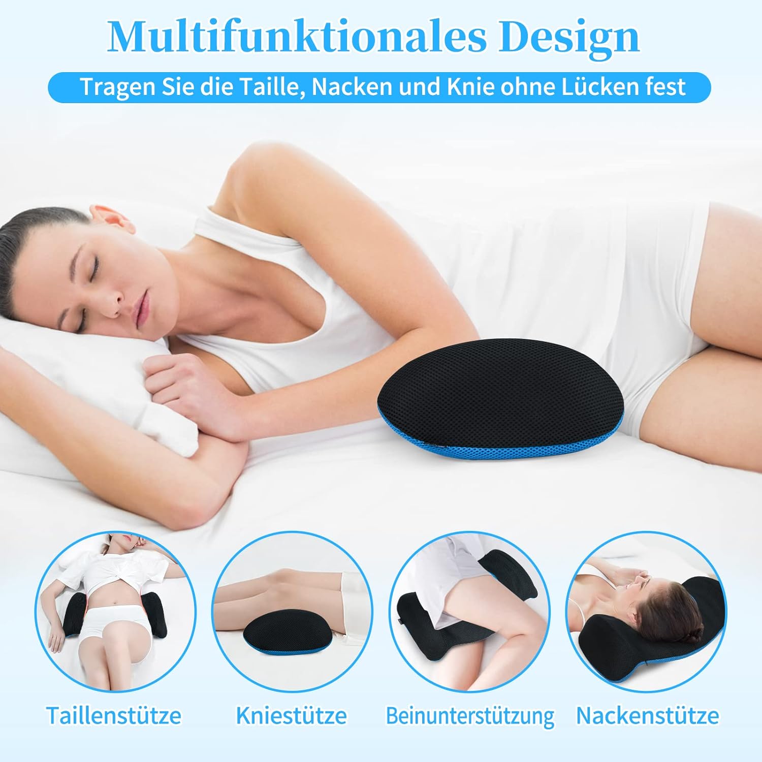 SAHEYER Lendenkissen Orthopädisches Memory Foam Rückenkissen, Lendenkissen Ergonomisches Design für Lendenbett, Sofa, Stuhl, Auto und Bürostuhl, Blau – Bild 5