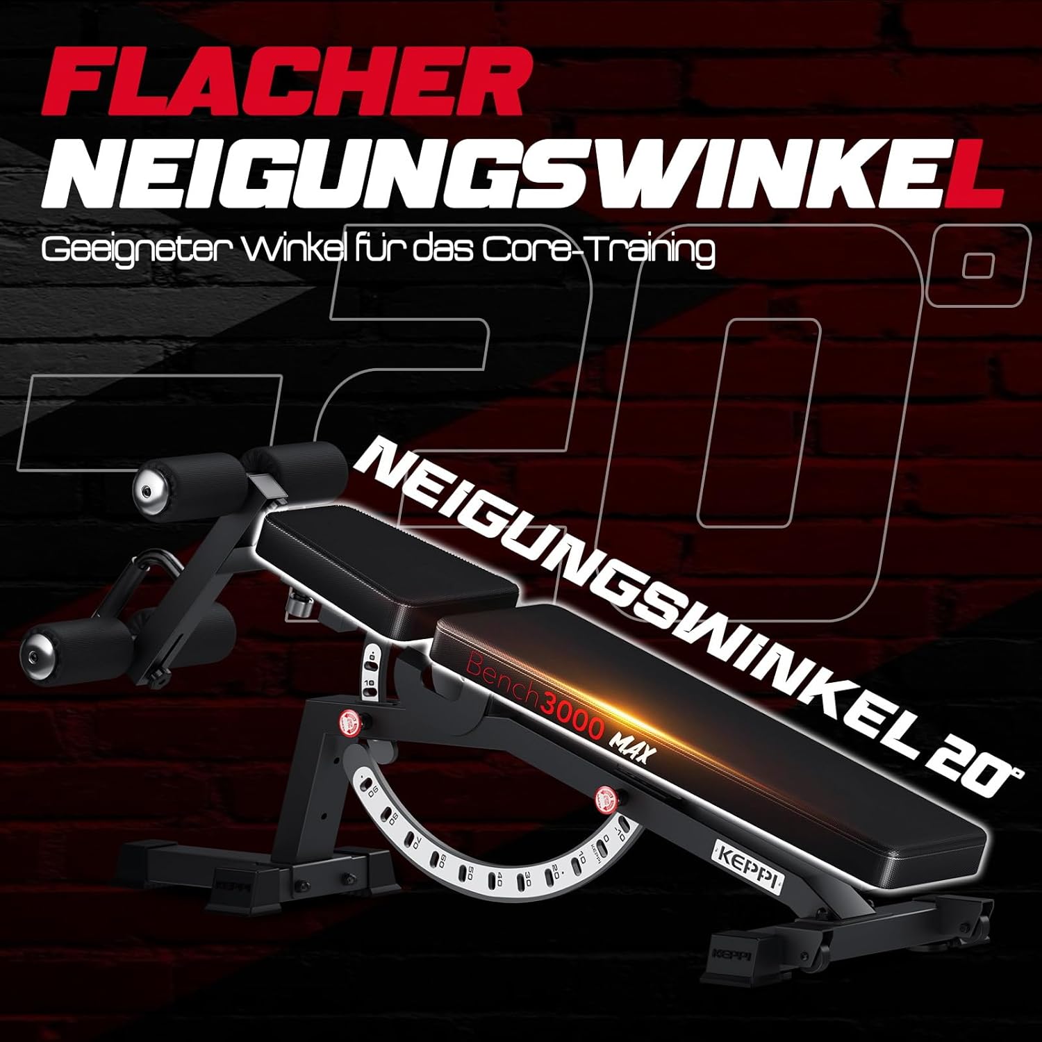 Keppi Bench3000 Max verstellbare Hantelbank mit 600 kg Tragkraft, strapazierfähig, verstellbar für Heimtraining, Schrägbank, Preacher-Pad und Trainingsbank mit Neigungs-/Abwärts-/Flachverstellung – Bild 7