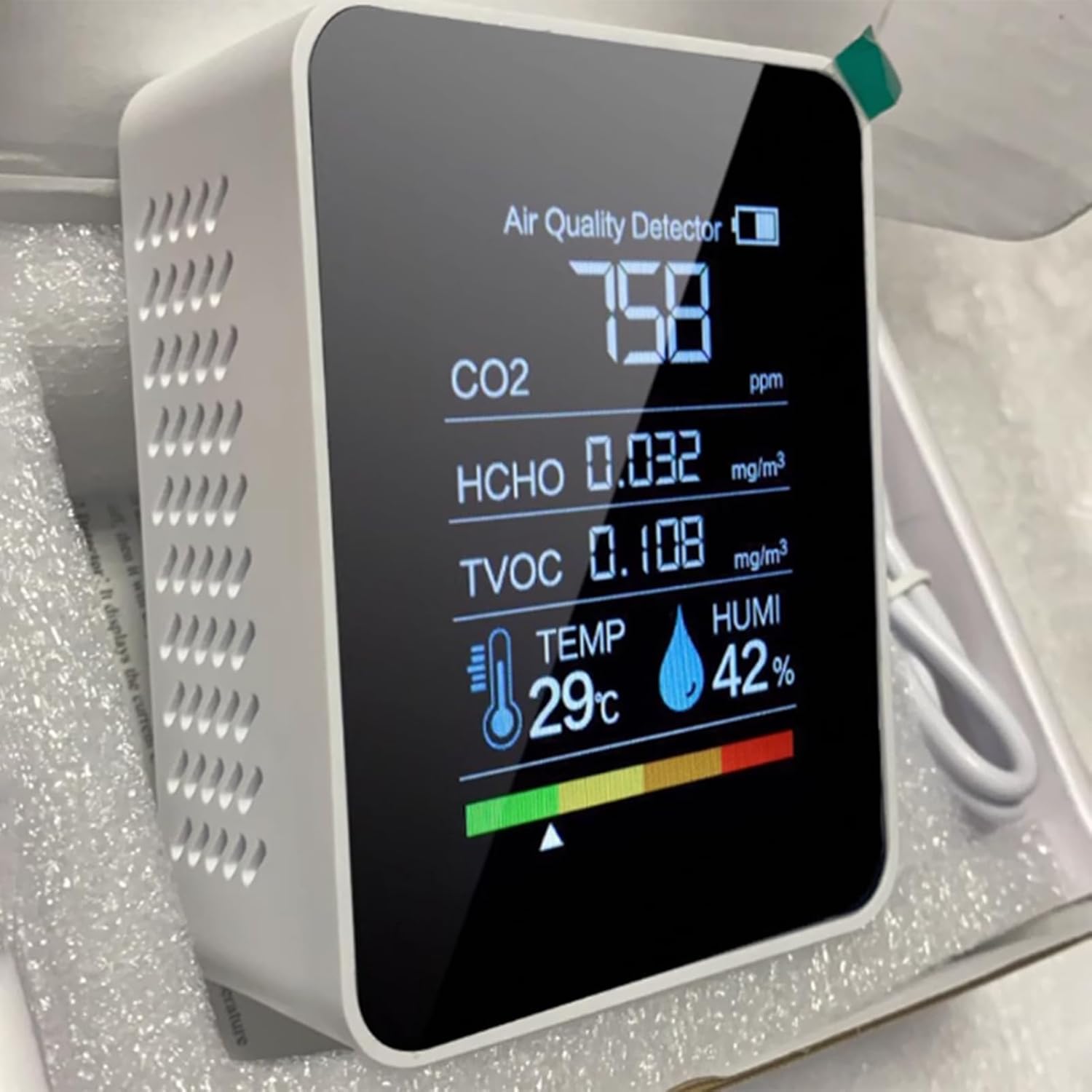 Luftqualitätsmonitor für den Innenbereich, Luftdetektor-Tester, übersichtliches Display, tragbar, präzises Gerät für Sicherheit im Schlafzimmer, zur Testüberwachung und Erkennung von Kohlendioxid – Bild 8