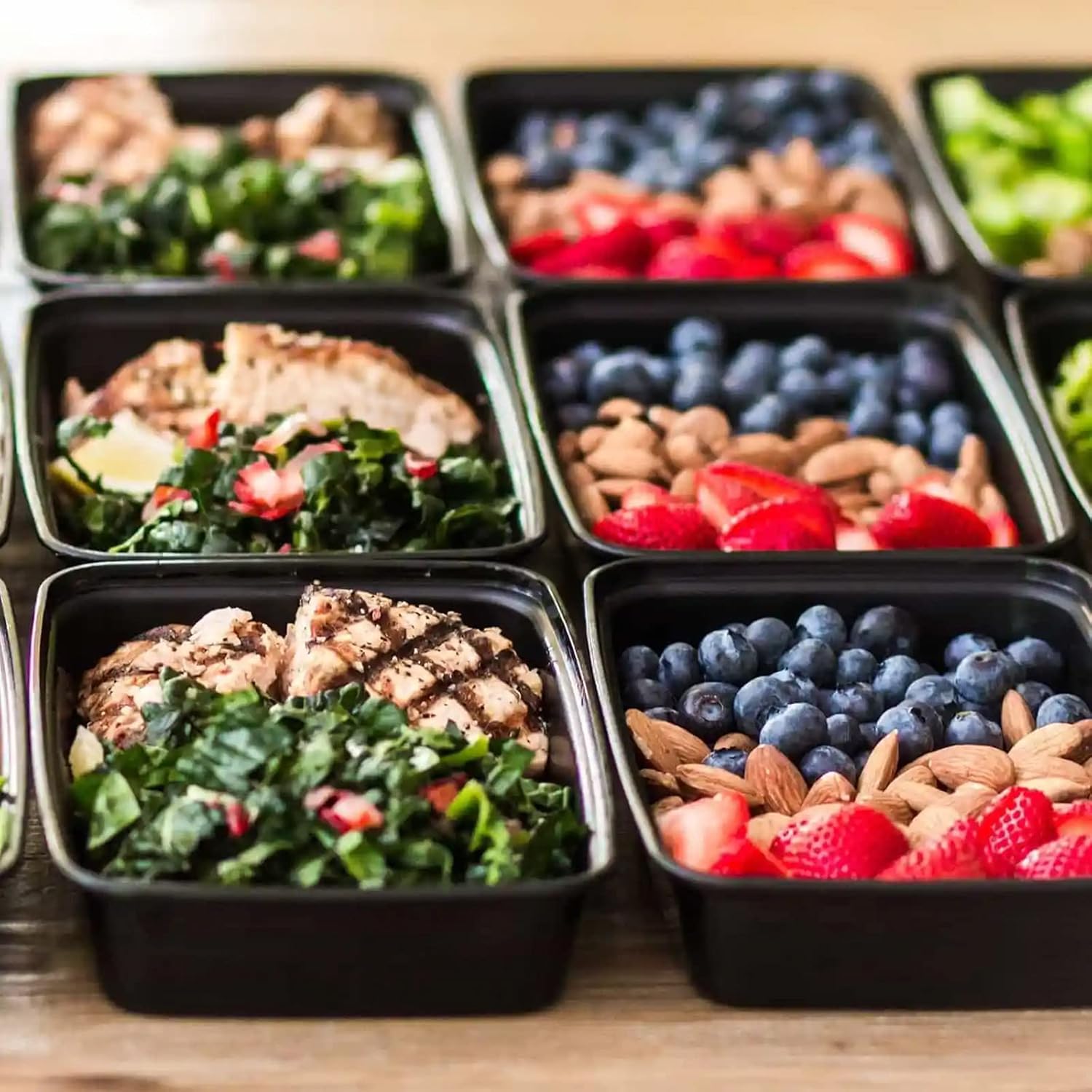 AKOLAFE 30 Stück Meal Prep Boxen, 1000 ml/35 oz Meal Prep Boxen, 1 Fach, wiederverwendbarer Meal Prep Behälter mit Deckel, luftdichte Lebensmittelbox, Kunststoff, BPA-freie Lunchbox, rechteckiger Behälter für Lebensmittel, Obst – Bild 9