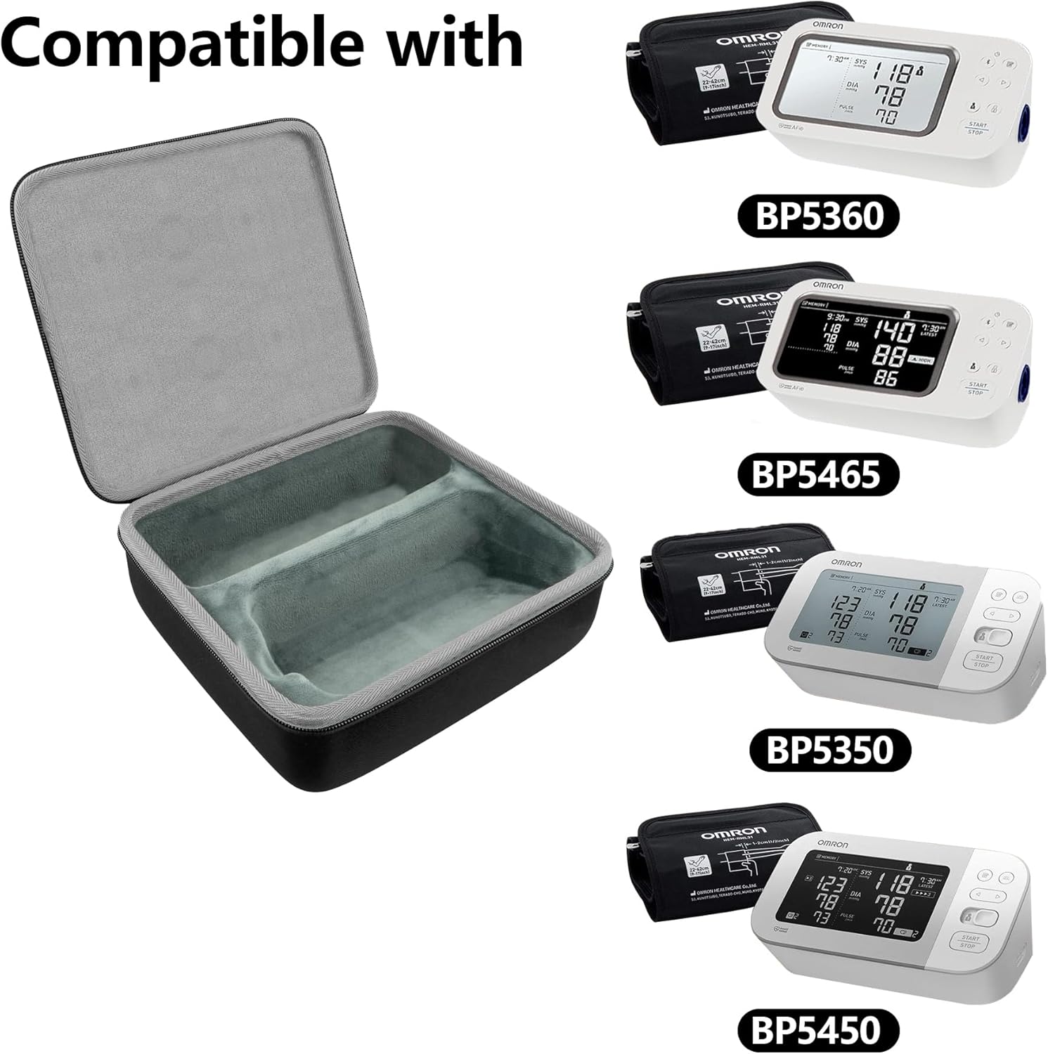 co2CREA Harte Reisetasche für Omron X7 Smart / M7 Intelli IT HEM-7361T-EBK/OMRON 10 Series BP7450 BP7455 BP5350 BP5450 / M6 HEM-7360-E Nur Tasche für Oberarm-Blutdruckmessgerät – Bild 5