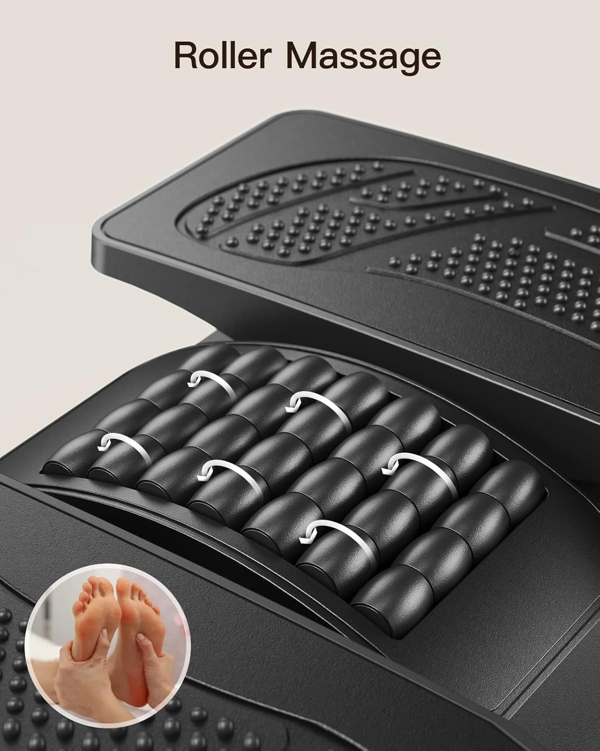 HUANUO Fußstützen-Schreibtisch, verstellbare ergonomische Fußstütze mit Massagestruktur und Rolle, für unter dem Schreibtisch bei der Arbeit oder als Fußhocker zum Spielen im Büro – Bild 3