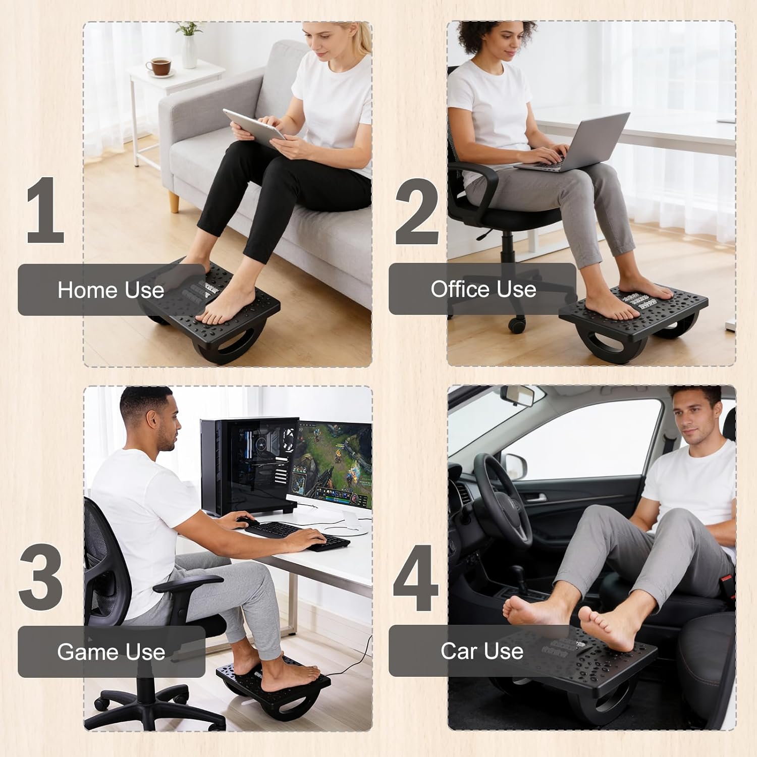 Fußstützen-Schreibtisch, ergonomische Fußstütze, rutschfeste Fußstütze mit Massagefunktion, Bein-Knie entlasten, Fußhocker für das Heimbüro – Bild 6