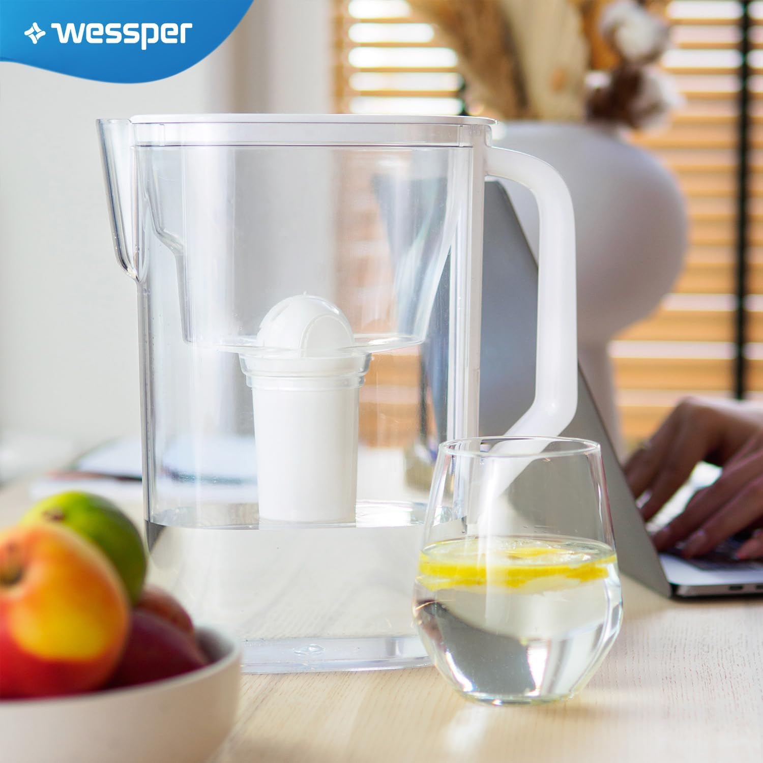 Wessper Wasserfilterkanne 2,7 L kompatibel mit Brita Classic für Kühlschranktür, Wasserfiltersystem zur Reduzierung von Kalk, Chlor, Wasserfilterkanne + Wasserfilter Aquaclassic, weiß – Bild 7