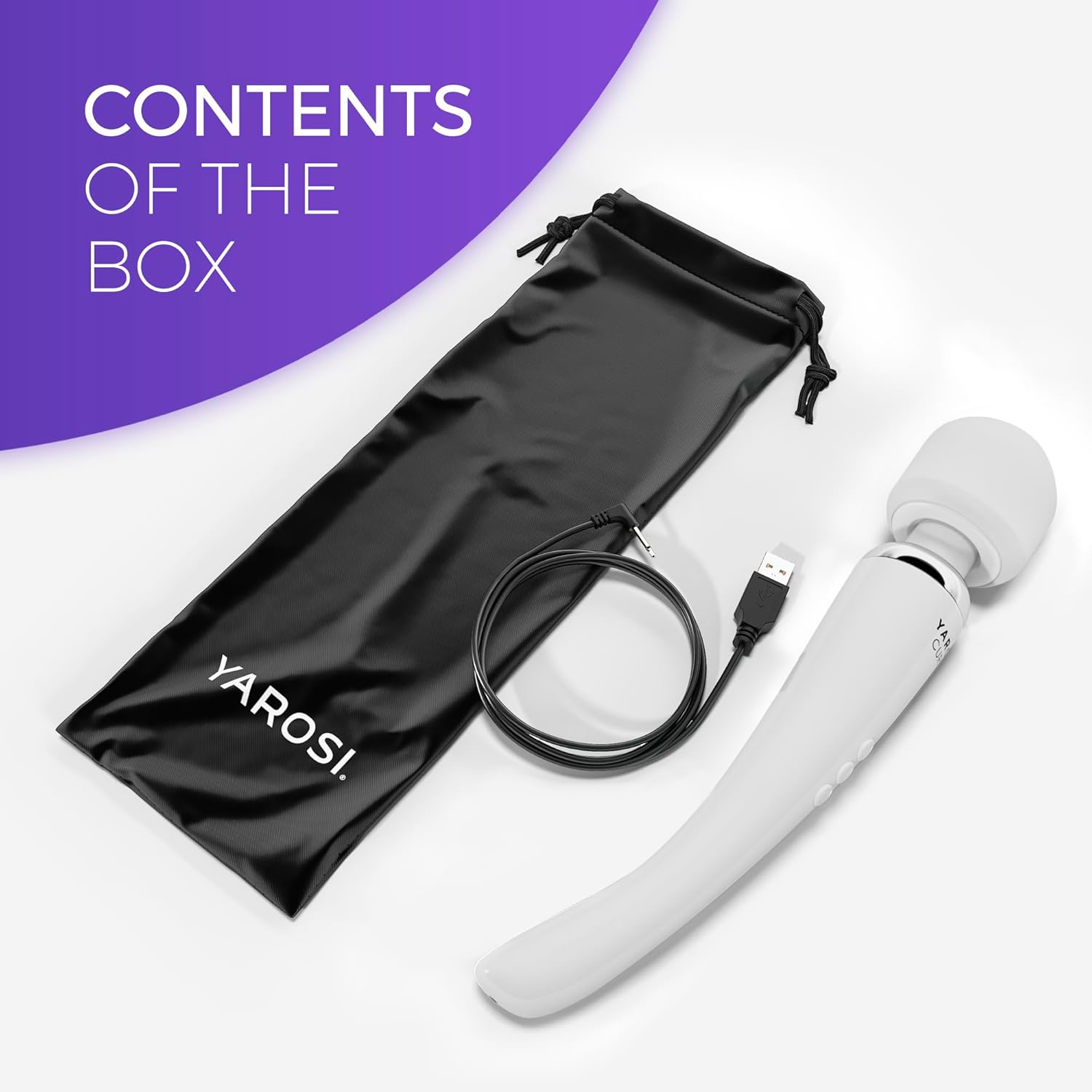 Yarosi Curve-Massagegerät – Massagestab mit 8 leistungsstarken Geschwindigkeiten und 20 Vibrationsmustern – starker Vibrator gegen Muskelschmerzen und Erholung beim Sport – Weiß – Bild 5