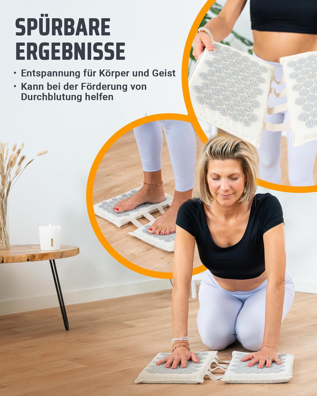 NEOLYMP Akupressur-Fußmatte – vielseitige Stimulation – waschbar, umweltfreundlich mit Tragetasche – Akupunktur-Fußmassagematte mit ABS-Spitzen – Nagelmatte (Akupressur-Fußmatte Beige) – Bild 7