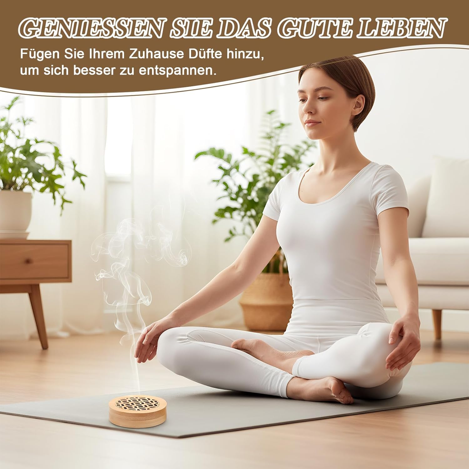 Set mit 2 Duftsteinen für ätherische Öle, Diffusor-Set für ätherische Öle, flammenloser Aromastein-Diffusorstein aus Holz für Aromatherapie im Schlafzimmer, Badezimmer, Auto – Bild 5