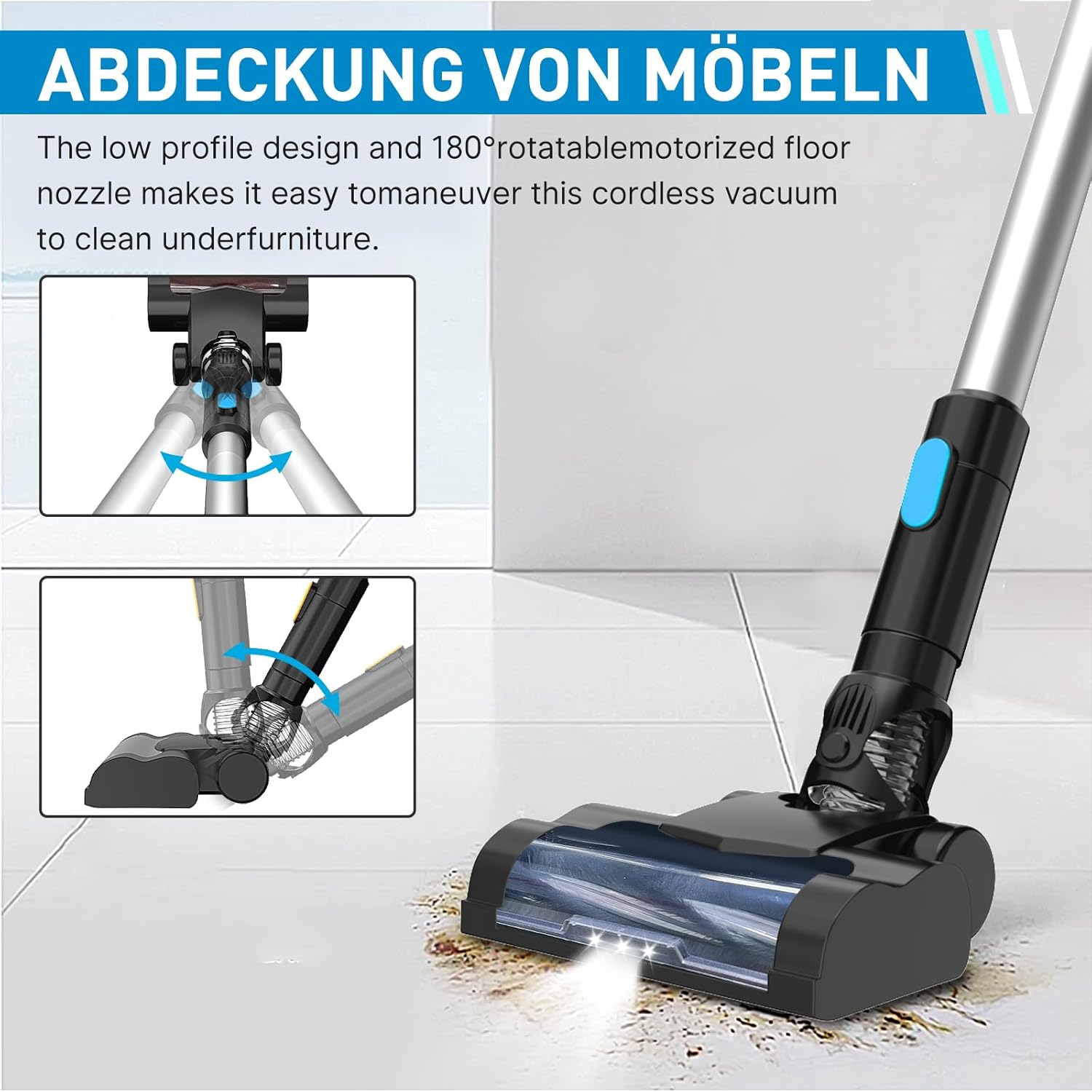 Akku Staubsauger für Makita Akku 18V, 45000Pa 550W Staubsauger Kabellos mit HEPA Filter x 2, 6-in-1 Leichter Handstaubsauger für Tierhaare, Teppich und Hart (Ohne Akku) – Bild 5