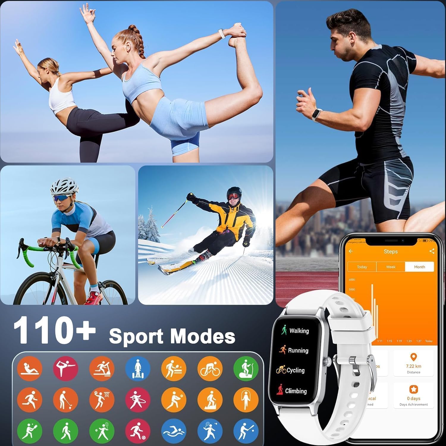 Soudorv Smartwatch Herren Damen 1,57 Zoll HD Fitnessuhr Herren – Bild 3