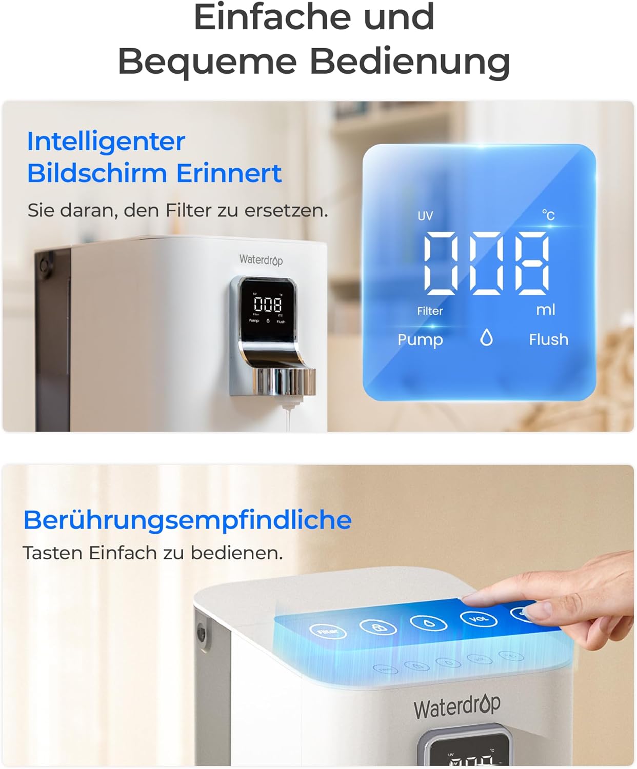 (Mineralien) Waterdrop K19 Umkehrosmose-Wasserfiltersystem für die Arbeitsplatte, sofortiger Heißwasserspender, tragbar, keine Installation erforderlich, reduziert TDS, 7-stufig mit UV, WD-K19-HG – Bild 9