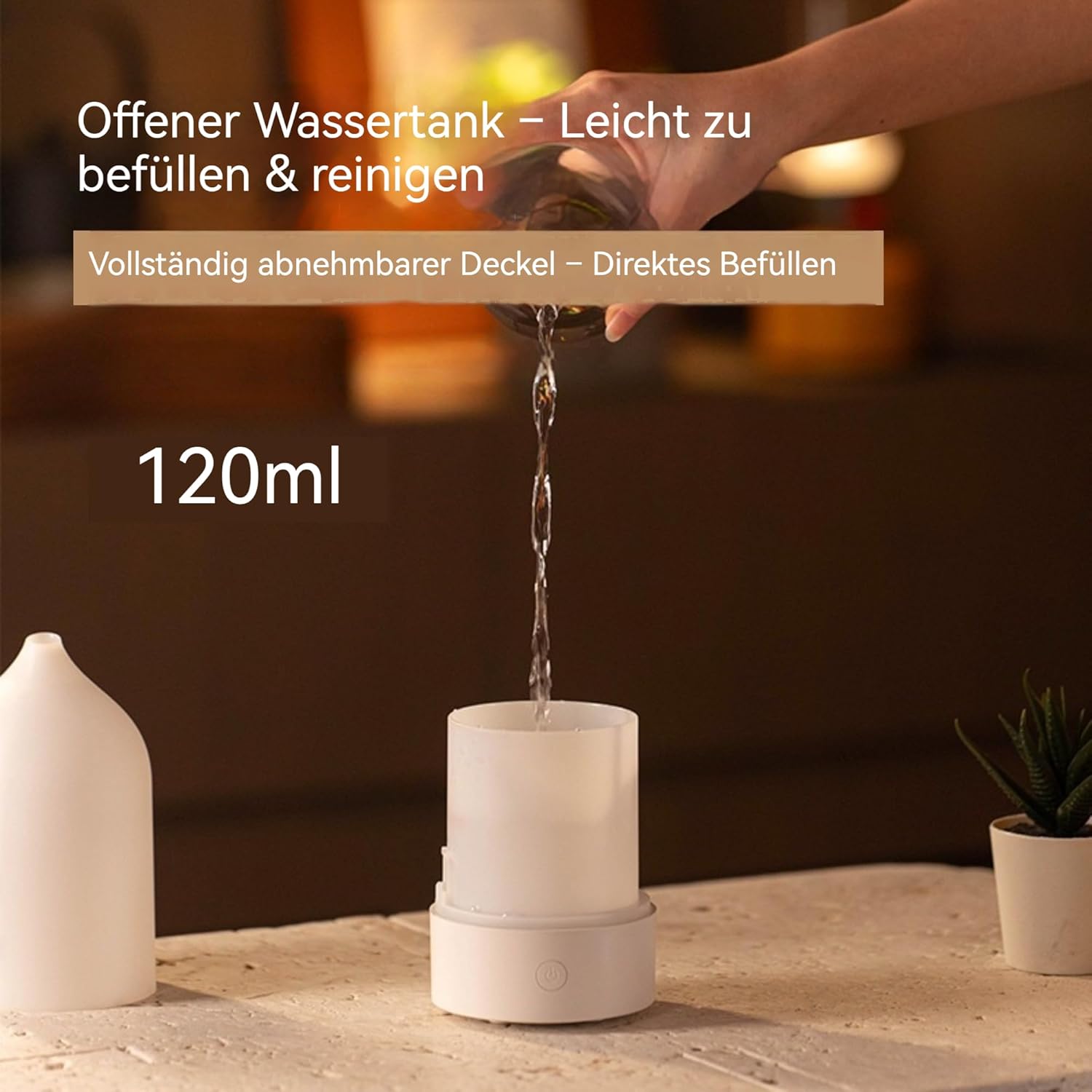 Duftöl-Diffusor mit automatischer Abschaltfunktion, 7-farbige LED-Lichter,120 ml,Ultraschall-Aromatherapie und Luftbefeuchter für Entspannung und Wellness – Bild 5