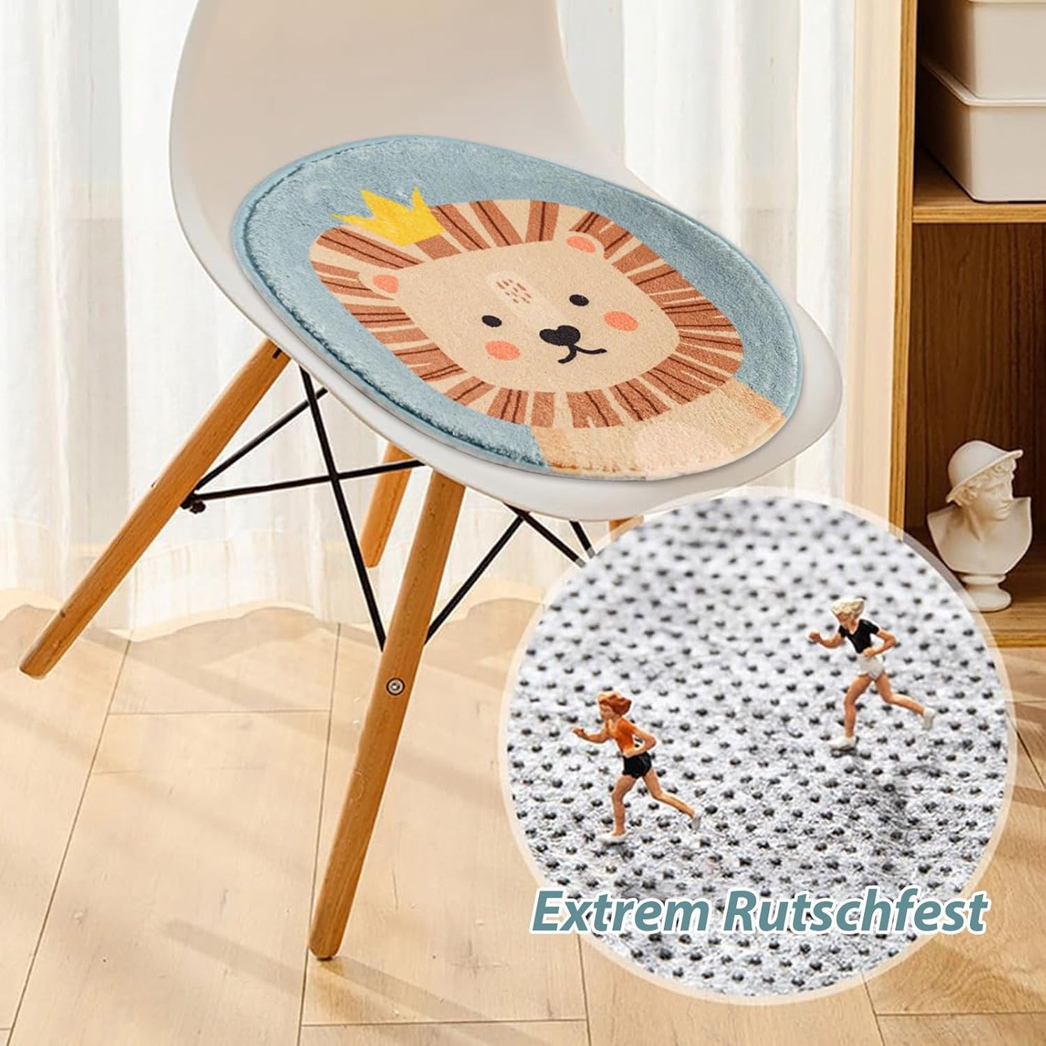 2er Set Kindersitzkissen, runde Stuhlkissen mit rutschfesten Einlagen, Bodenkissen, Tiersitzkissen, Stuhlkissen für drinnen und draußen, 30 x 30 cm (Standard) – Bild 4