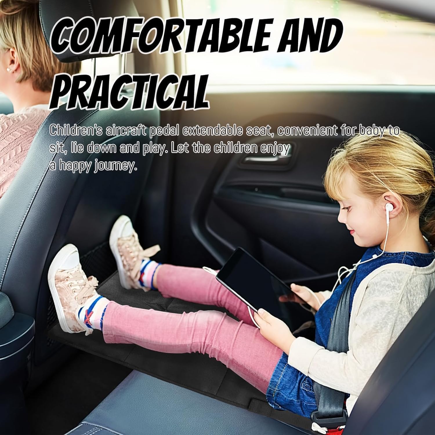 Flugzeug-Kinderschlafen, Kinder-Flugzeug-Fußstütze, Fußstütze Flugzeug, Gadgets, Reisebett, faltbare Flugzeug-Fußstütze für Kinder für Kurzstrecken-Flugreisen (schwarz) – Bild 2