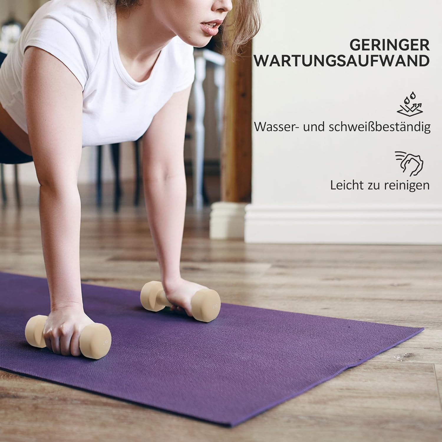 HOMCOM Hantelset 4 Paar 0,5kg-10kg Hanteln mit Koffer, Hantel-Set aus Gusseisen, Hexagon Hanteln Set, Kurzhanteln für Männer Frauen, Hanteln für Fitnessstudio, Krafttraining – Bild 8