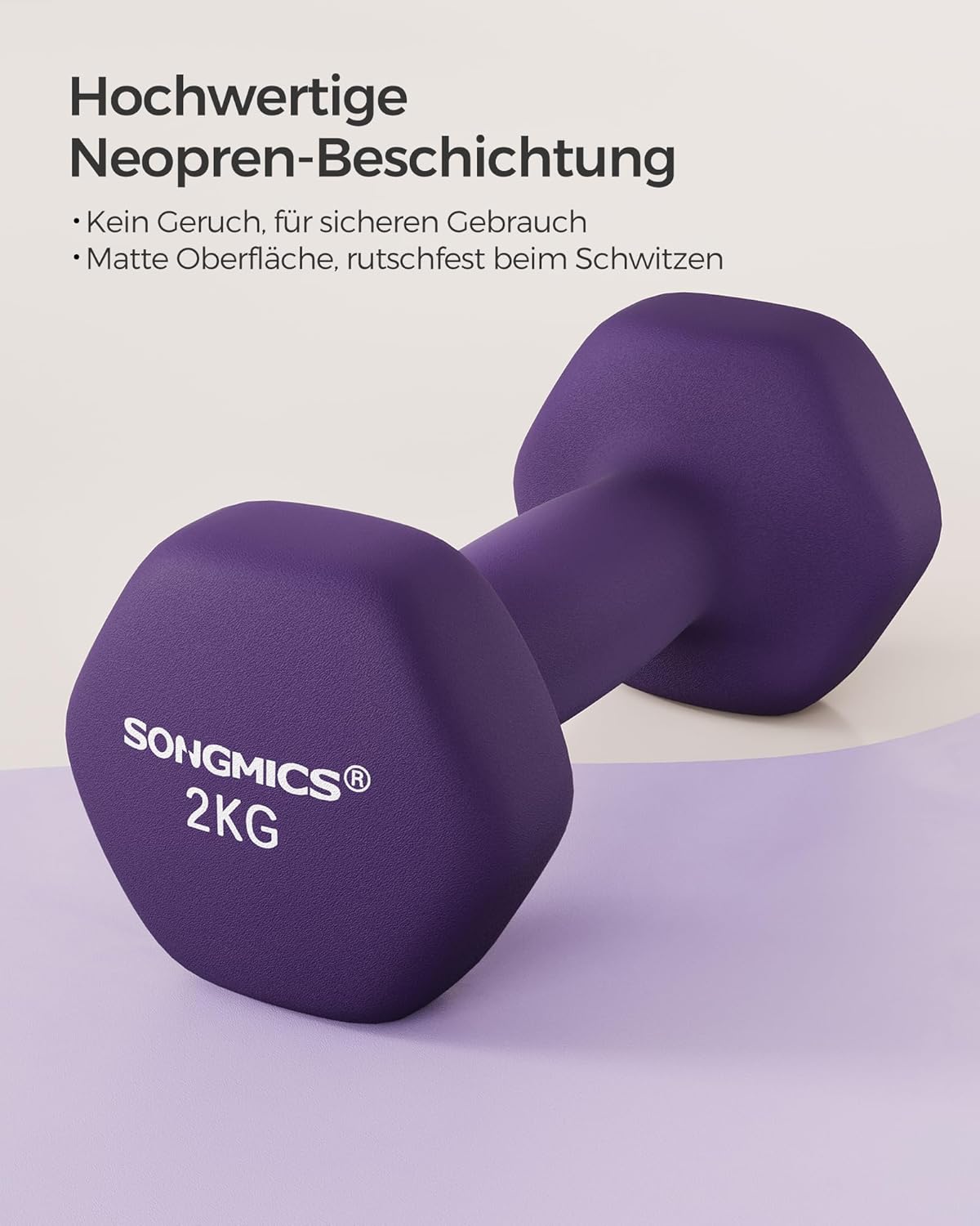 SONGMICS Kurzhanteln 2er-Set, sechseckig, Neopren-Beschichtung, Krafttraining, Workout, Fitness, Training zu Hause – Bild 2