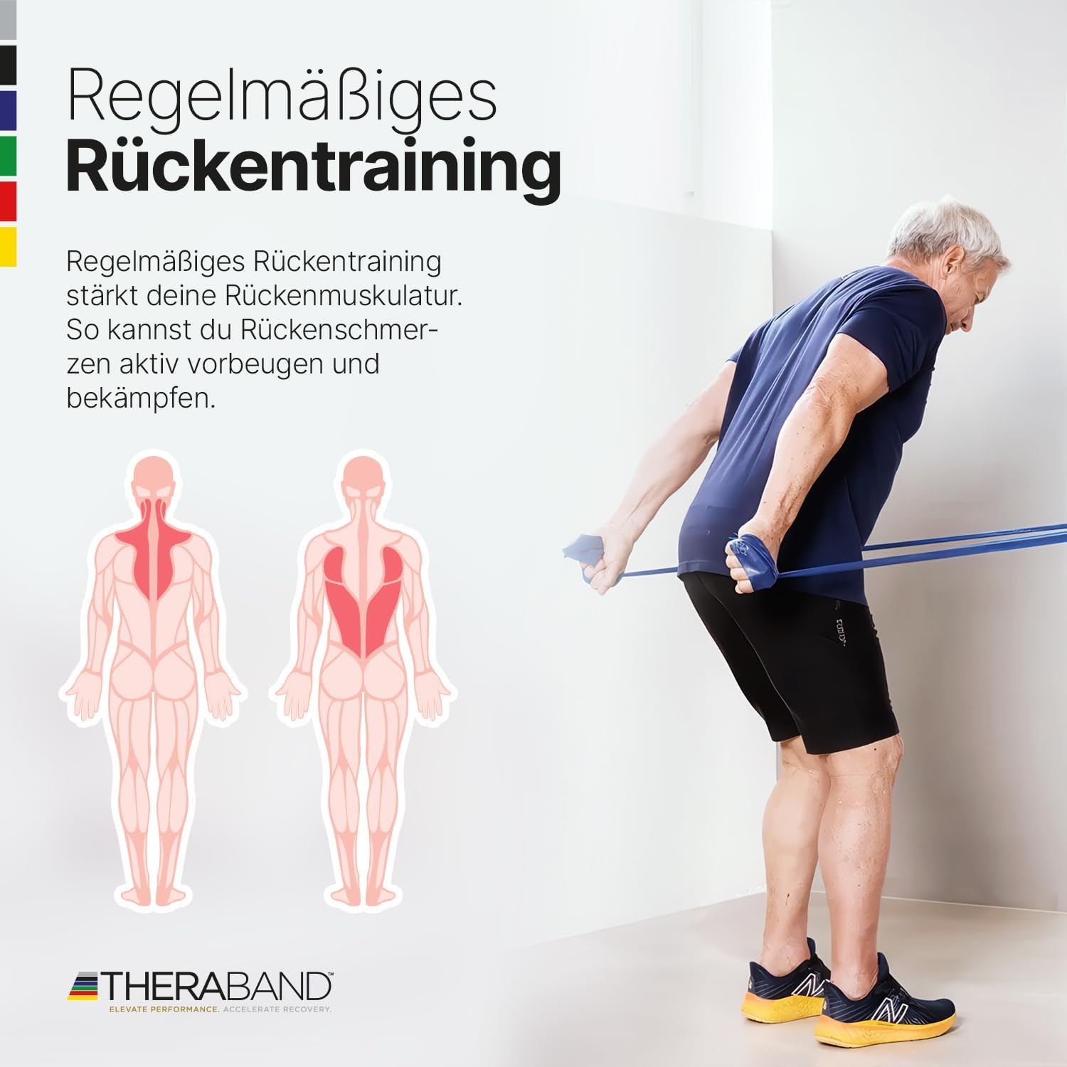 TheraBand 2,50m inkl. Türanker + Tasche | Widerstandsbänder | Terrabänder | Gymnastikband | Fitnessband | Stretchband | Heimtraining, Krafttraining, Rückenübungen, Therapie, Reha | 100 % Naturlatex – Bild 6