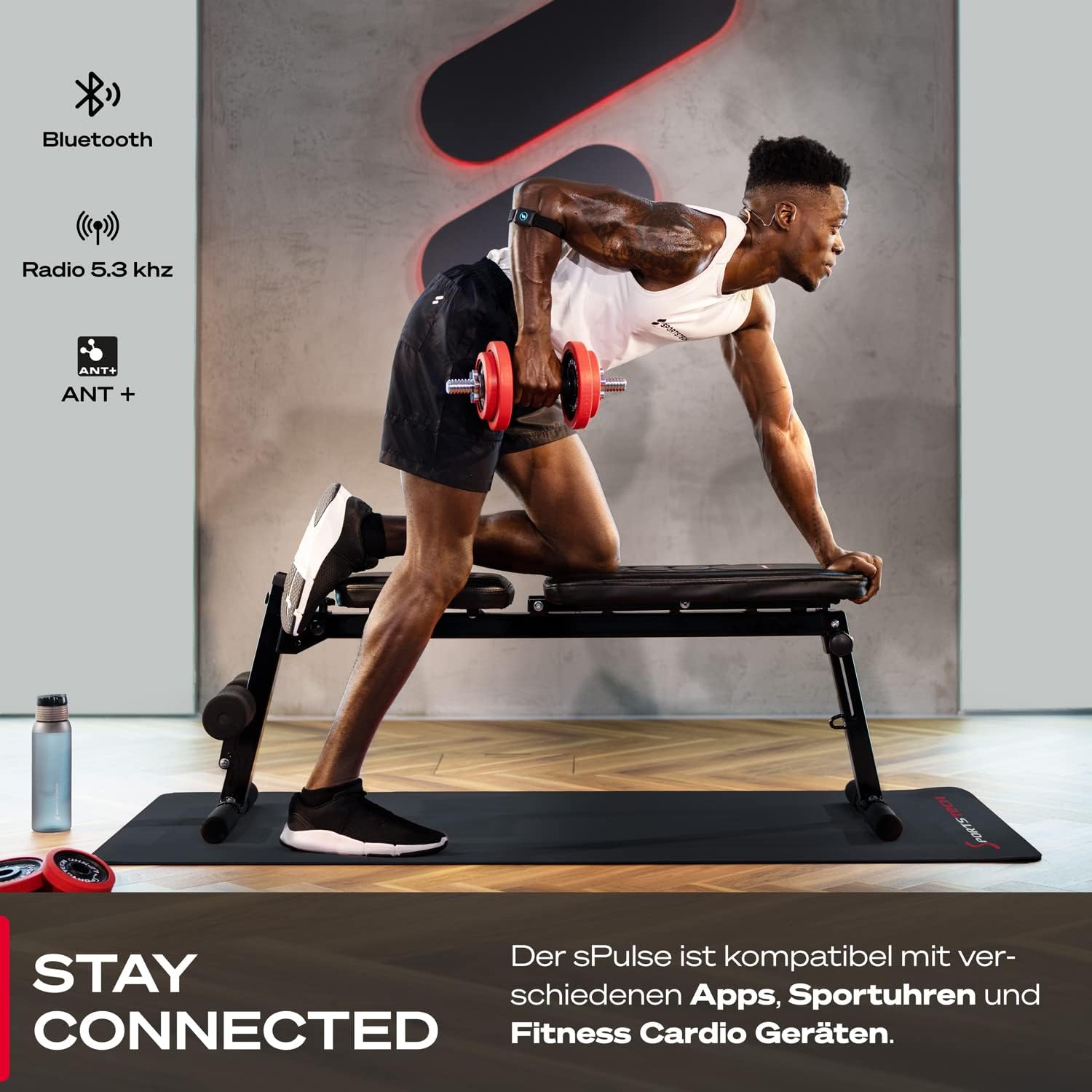 Herzfrequenzmesser sPulse Pulsmesser mit Armband per Bluetooth & Sensor LED | Smart HRM Pulsuhr ohne Brustgurt Fitness Schrittzähler Sense Run – Bild 6