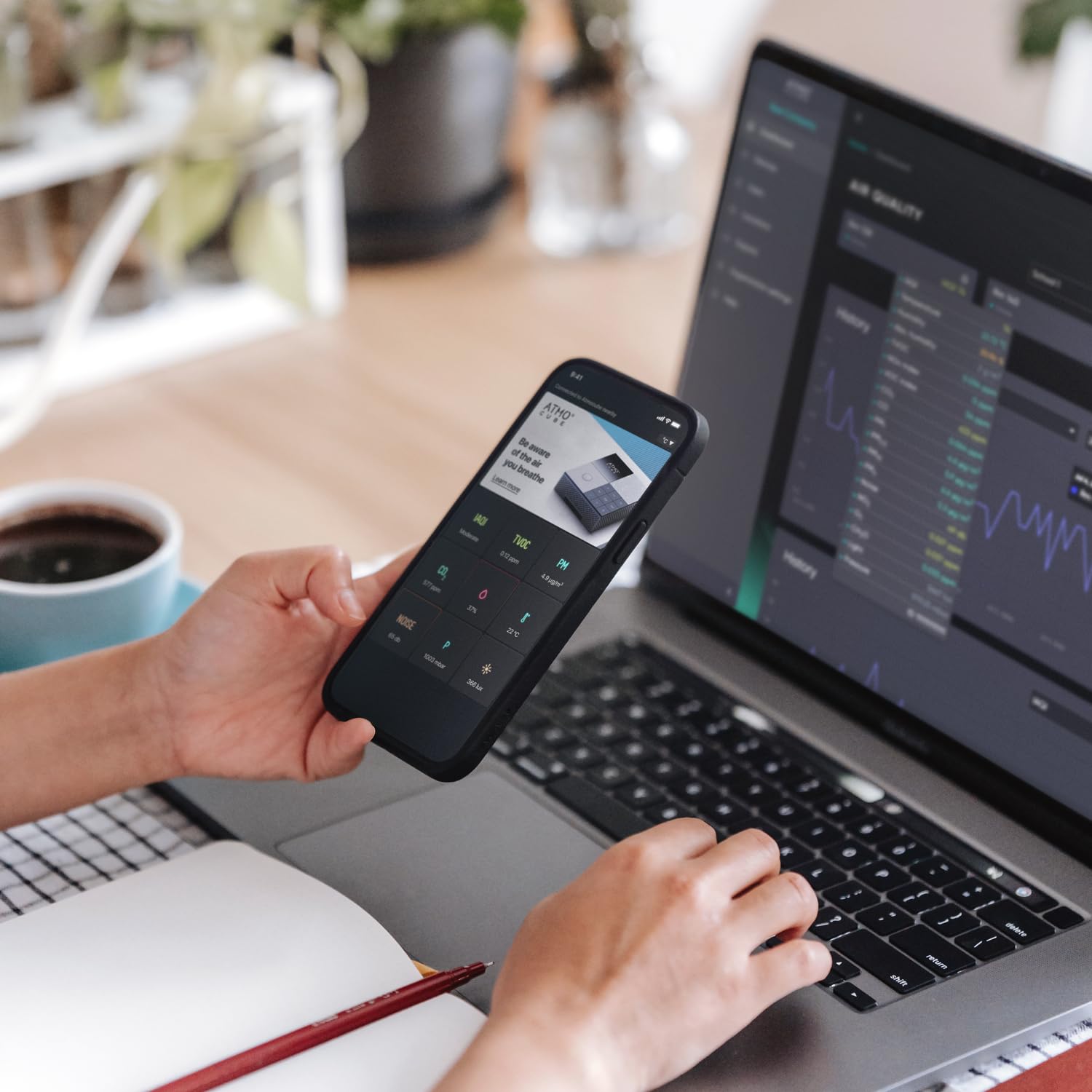Atmocube Professioneller 12-in-1-Luftqualitätsmonitor – Messgerät für CO2, Feinstaub (PM2,5), Formaldehyd (CH2O), TVOC und NOx – WLAN, Ethernet und PoE-Konnektivität – Echtzeit-Cloud-Dashboard und App – Bild 4