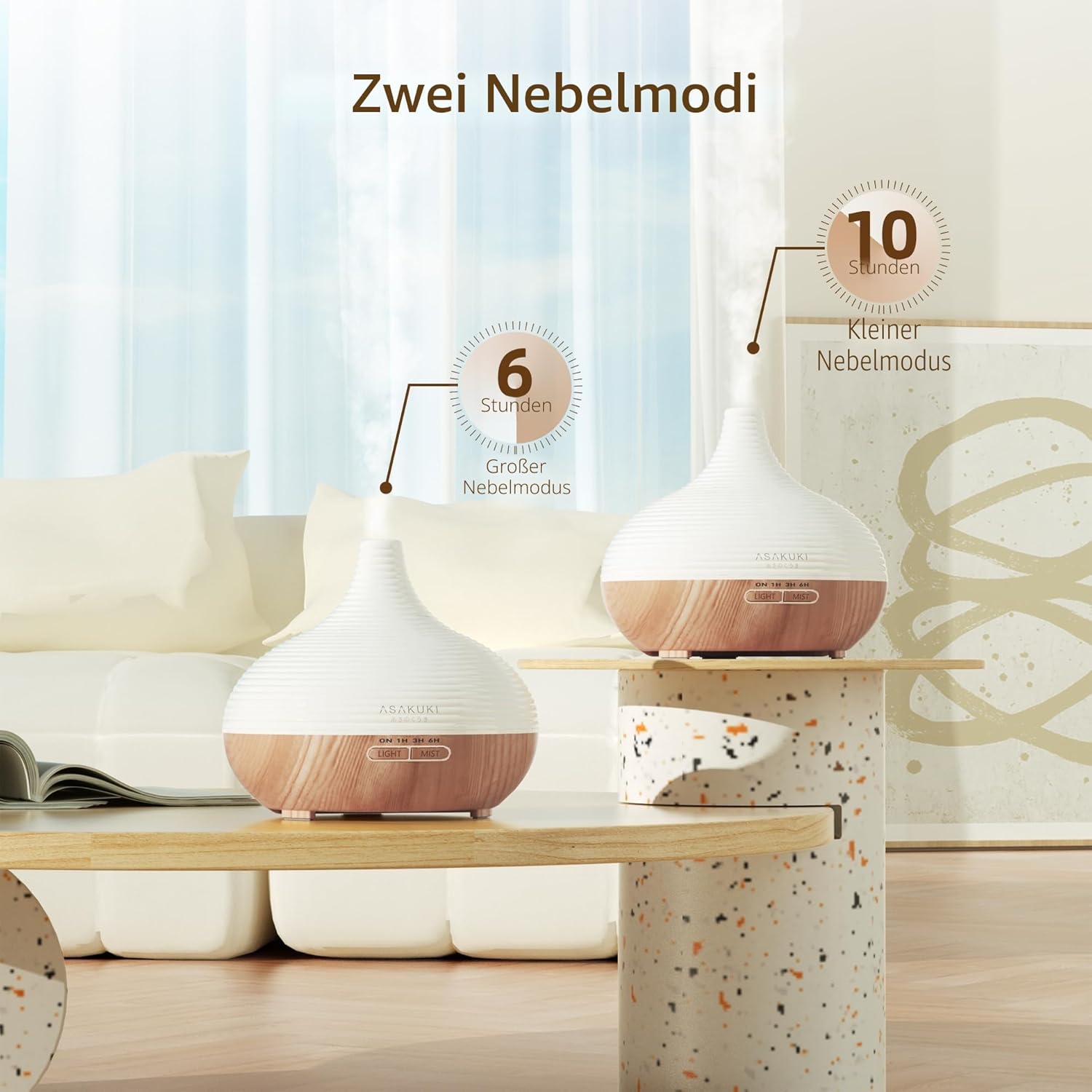 Asakuki Aromadiffusor für Duftöle, 300 ml Premium-Ultraschall-Luftbefeuchter für Aromatherapieöle mit 7-Farben-LED-Licht, BPA-frei für Schlafzimmer, Büro, Spa – Bild 4