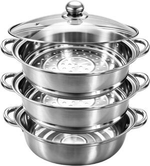 Dampfgarer 28 cm Edelstahl 3 Etagen...