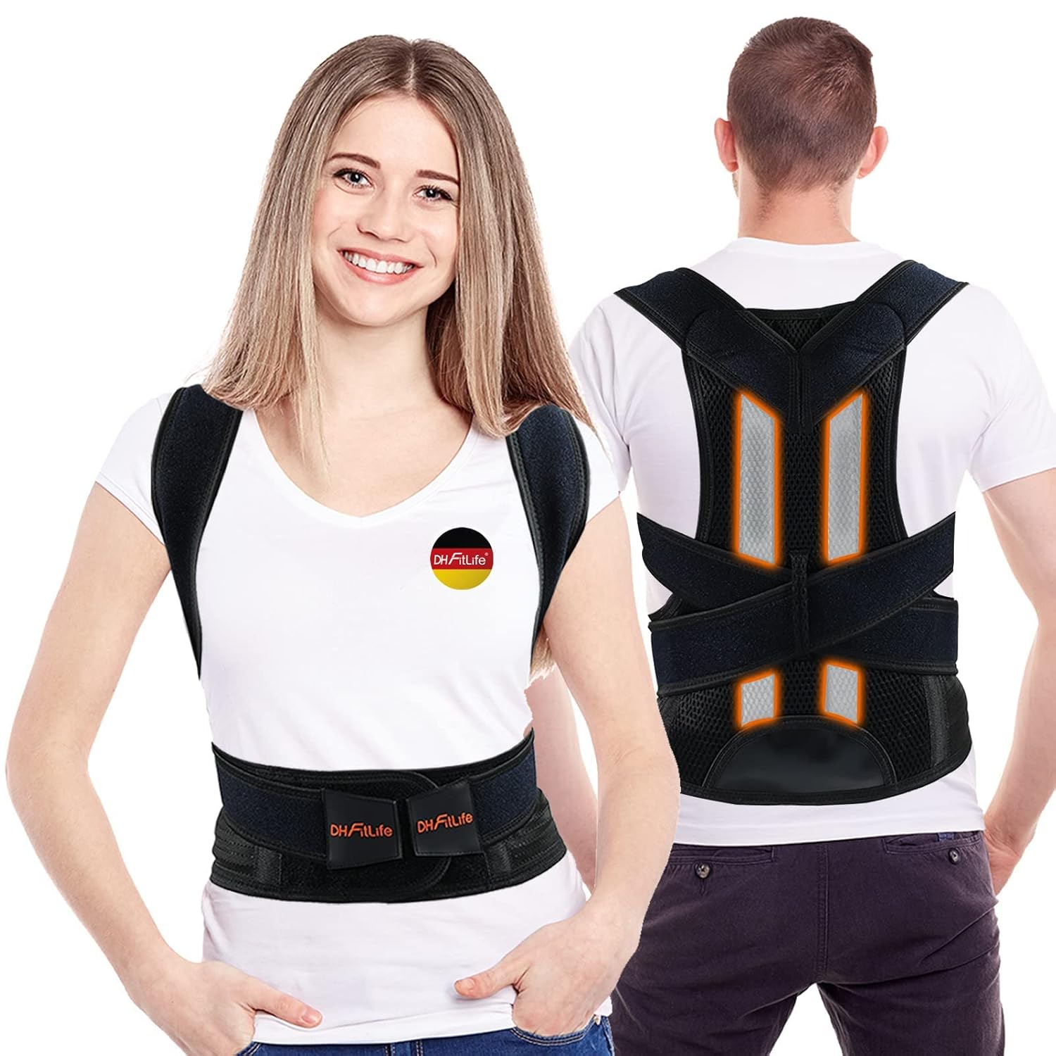 DH FitLife Haltungskorrektur | Rückenglätter mit Taille | Haltungstrainer | Rückentrainer | Rücken- und Schultergurt | Rückenstütze | Haltungskorrektur | für Männer und Frauen