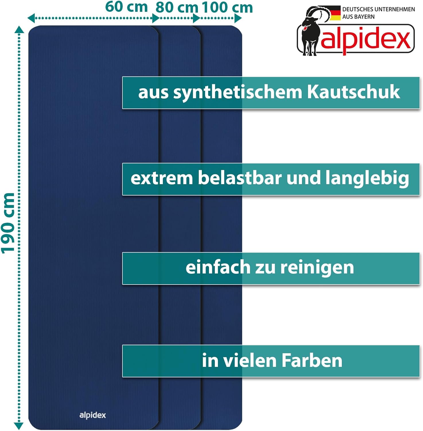 ALPIDEX Yogamatte extra dick 1,5 cm, Gymnastikmatte, 3 Größen, E-Book, rutschfest, phthalatfrei, Fitnessmatte, Gymnastik, Pilates, Sport, Physio, HIIT, Yoga, Trainingsmatte, Schlafmatte – Bild 4