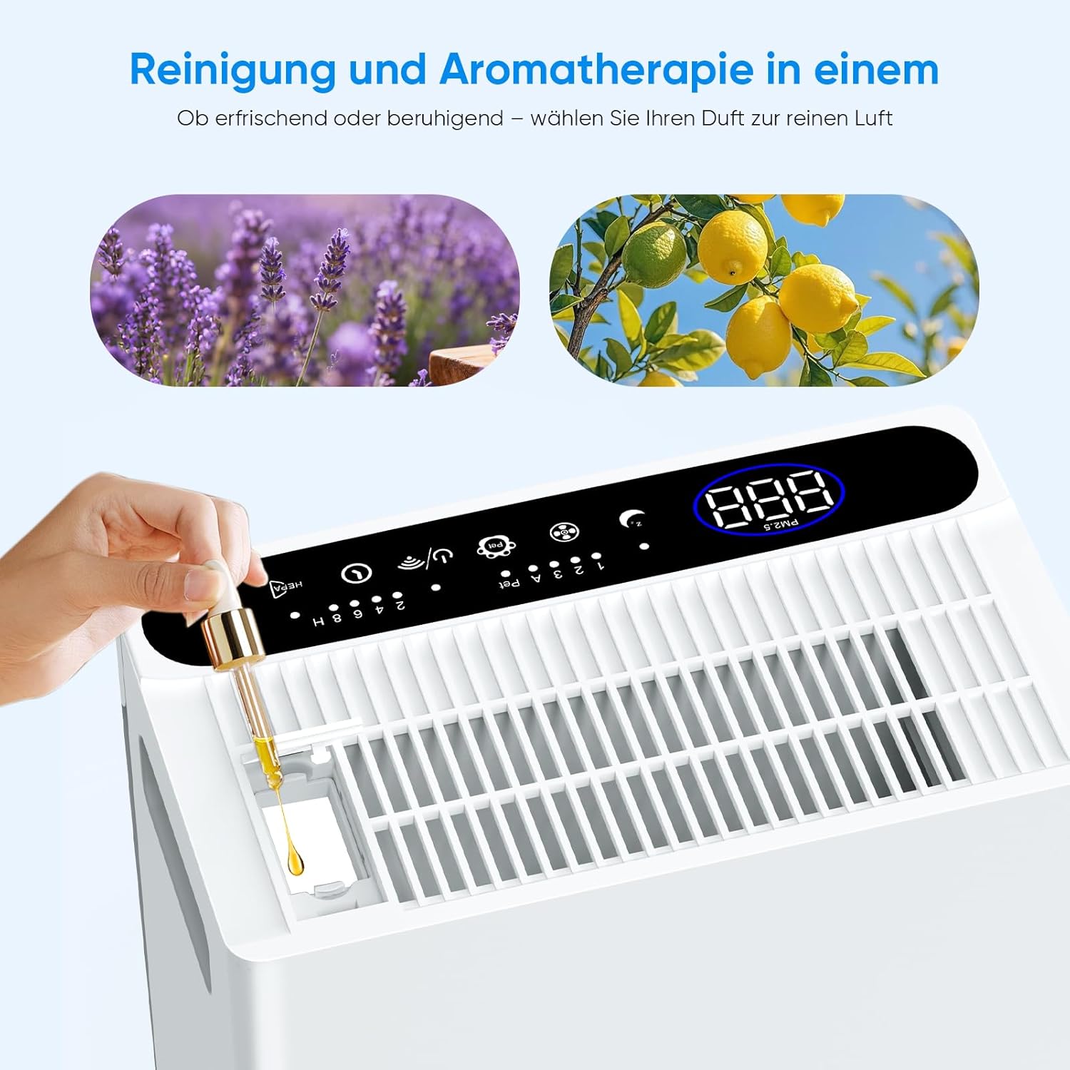 Luftreiniger für Allergiker für zu Hause, HEPA H14-Filter mit waschbarem Vorfilter gegen Zigarettenrauch, Schimmel und Gerüche, CADR 300 m³/h, App- und Alexa-Steuerung – Bild 6