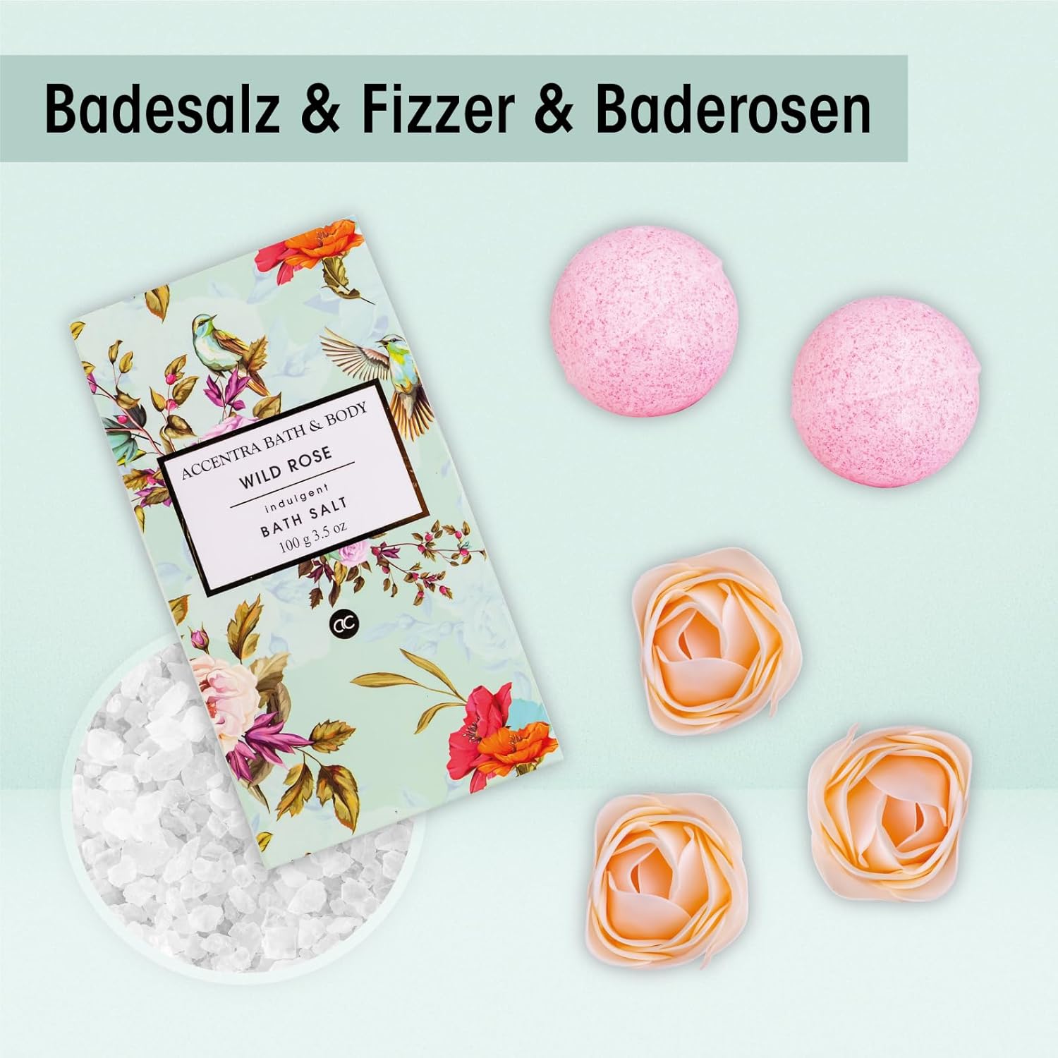Accentra Duschset Damen Geschenkset im Holzkorb – 8-teiliges Pflegeset mit Duschgel, Körperlotion, Badezusätzen, Peeling & Handcreme – Wellness-Geschenkset für Geburtstag, Valentinstag & Weihnachten – Bild 5
