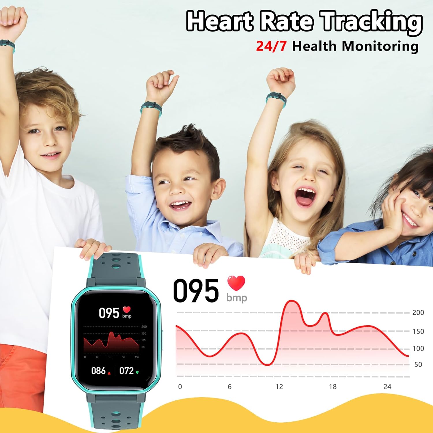 JOYELE Kinder-Smartwatch für Jungen und Mädchen, Fitness-Aktivitäts-Tracker-Uhr, IP68 wasserdicht, 19 Sportmodi, Herzfrequenz-Schlafmonitor, Schrittzähler, Kindergeschenke für Teenager – Bild 5