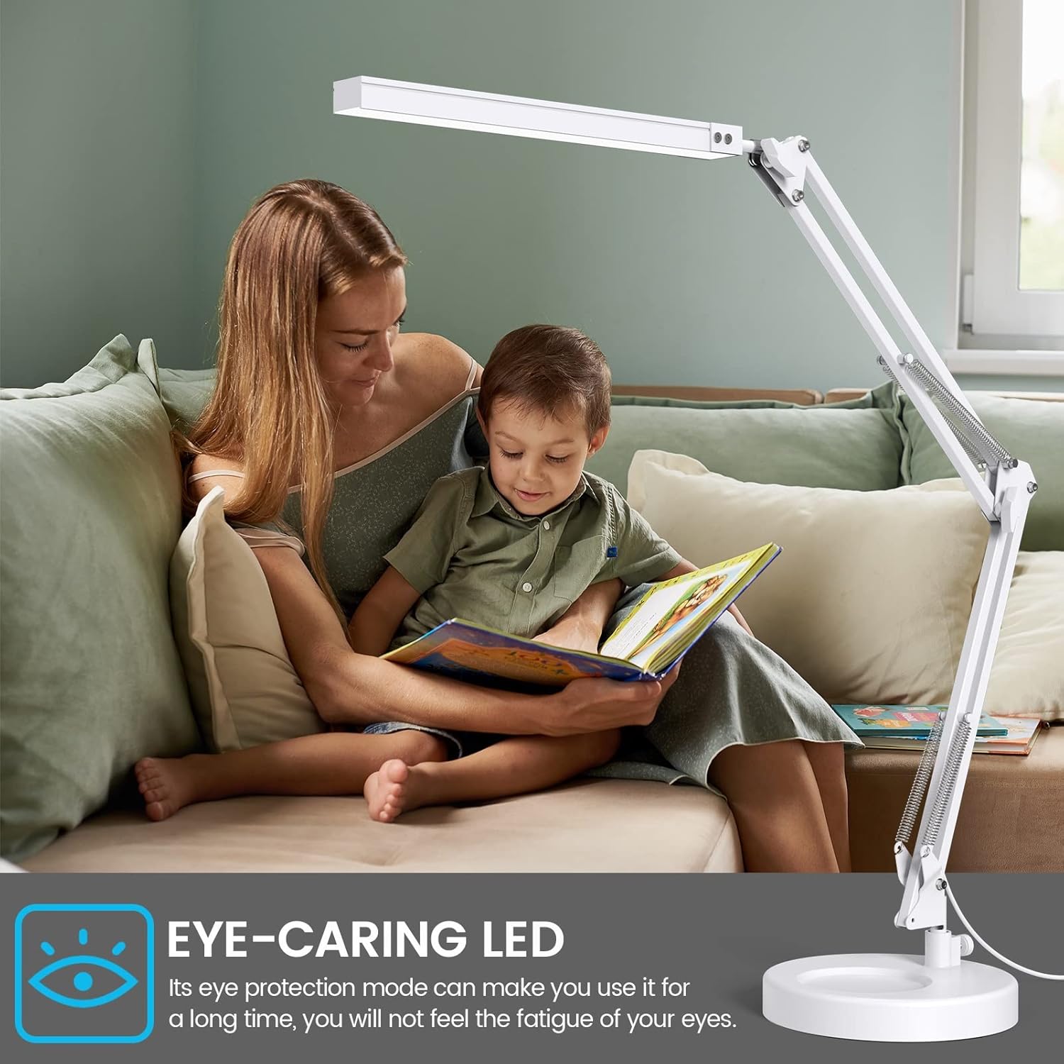 SKYLEO Schreibtischlampe dimmbar – Tischlampe mit Clip und Sockel – Augenschutz-LED-Schreibtischlampe – 3 Lichtmodi x 10 Helligkeitsstufen – Weiß – Bild 6