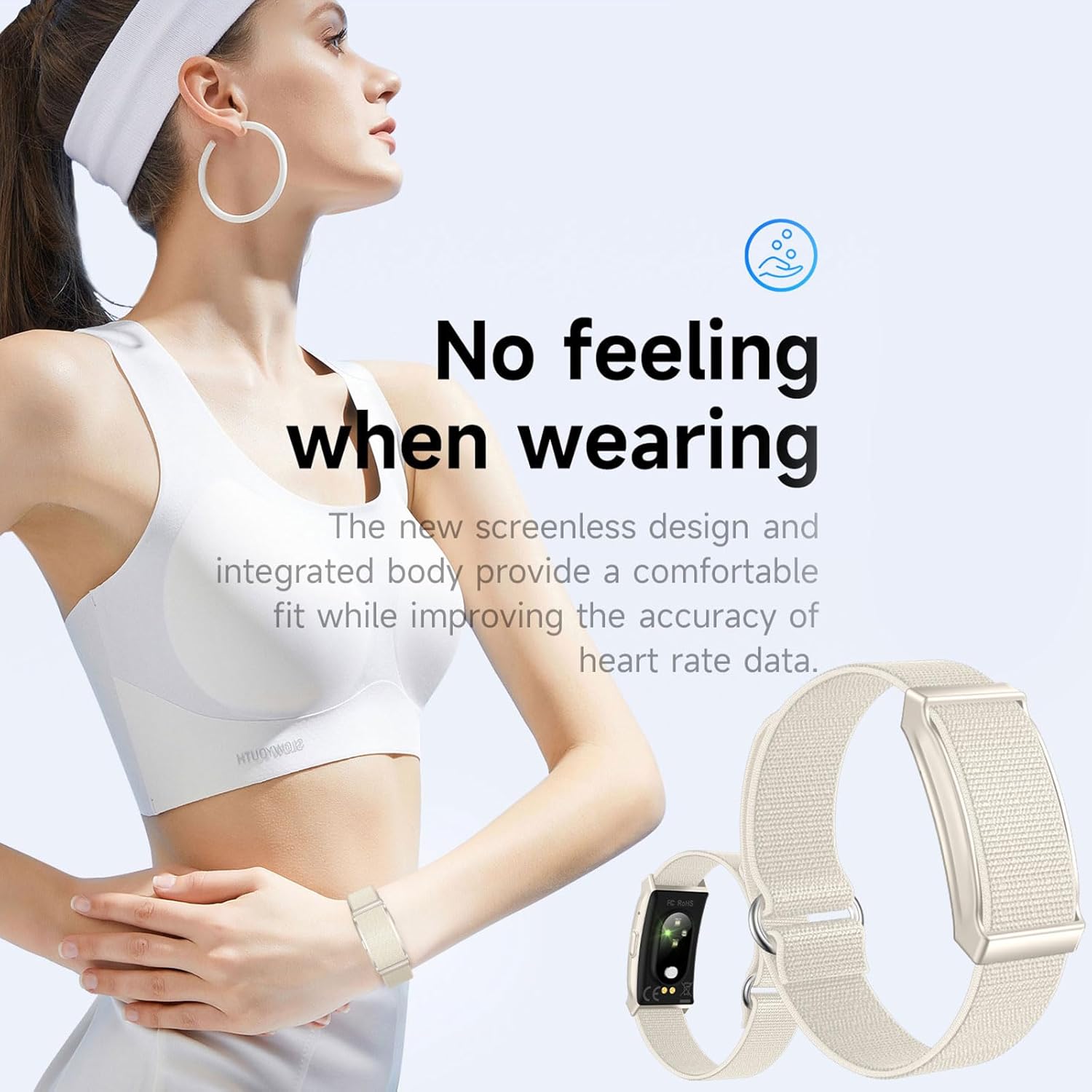 findtime Aktivitäts-Tracker, Fitness-Armband ohne Display, Schrittzähler, Schlaf-Monitor, Herzfrequenz-Monitor, Kalorien-Distanz-Tracking, Multisport-Modi, IP68, wasserdicht, leicht, 2 Armbänder, Weiß – Bild 5