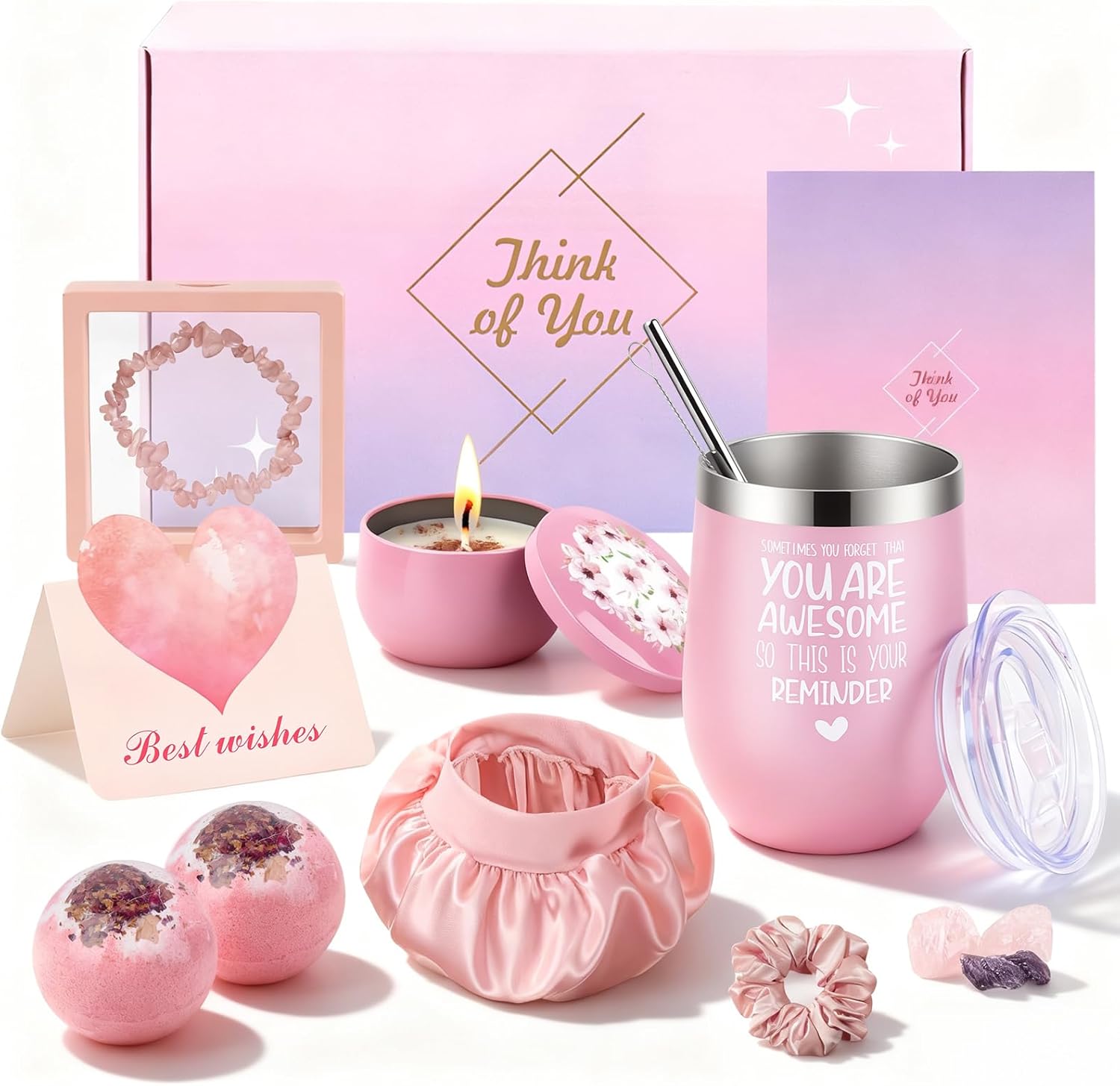 Muttertagsgeschenk für Mama – Geschenkset Damen Wellness-Set, Geburtstagsgeschenk für Mutter, Muttertagsgeschenk für Sie, Frau, Oma, 10-teiliges Spa-Set mit Thermobecher, Kerze, Badebomben