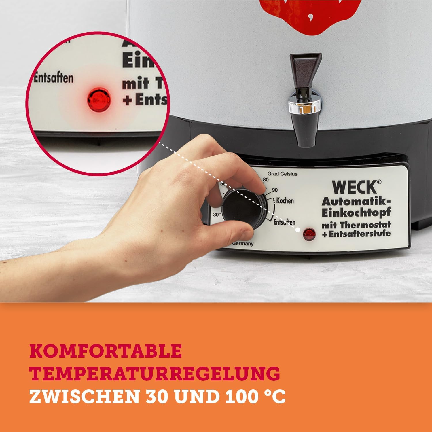 Weck Multi-Cooker-Automatic Water Urn aus Emaille, elektrischer Einkocher, Schwarz/Weiß, 36 x 36 x 41 cm – Bild 3
