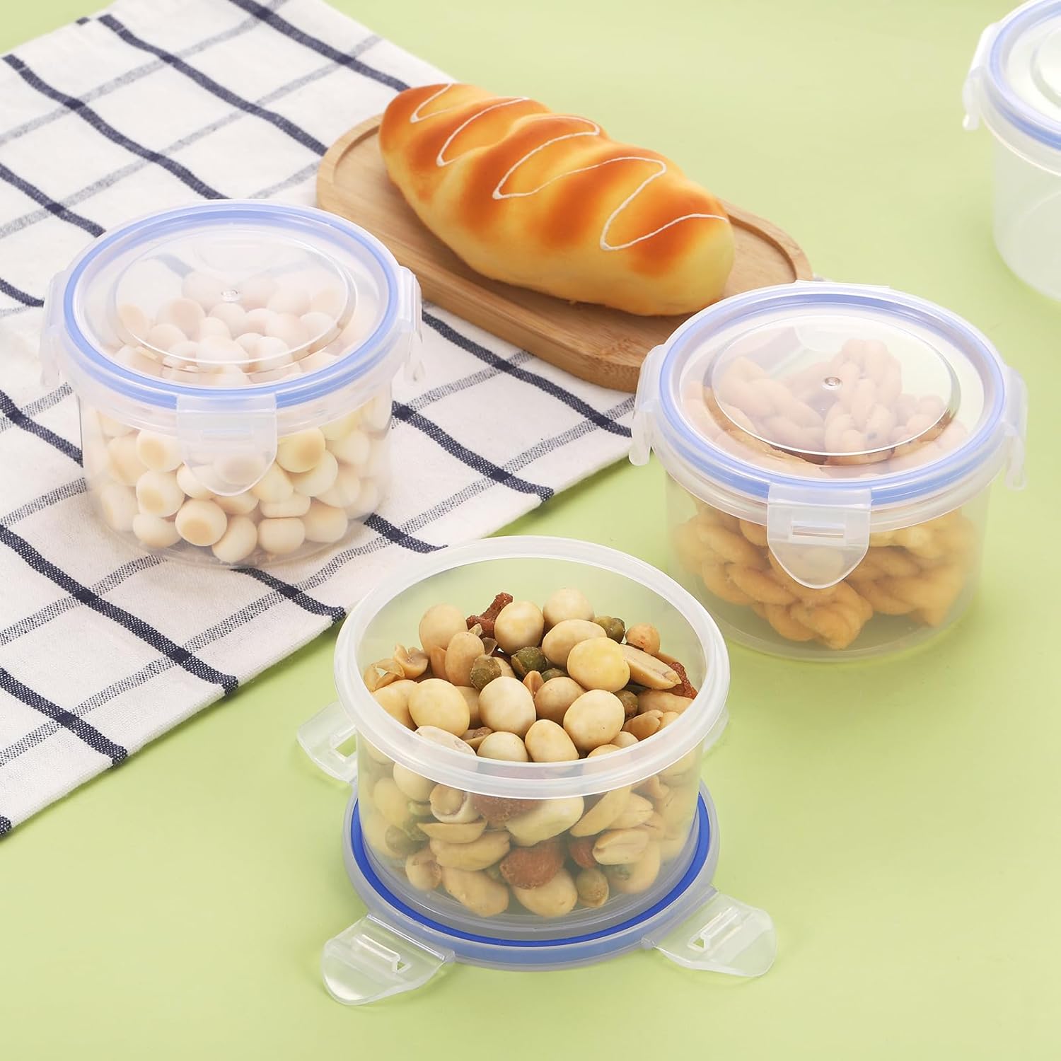 Kssvzz 6 Stück 300 ml Frischhaltedosen mit Deckel, rund, luftdicht, Kunststoffschüssel, auslaufsicher, Meal-Prep-Boxen, stapelbar und langlebig, Gefrierbehälter, klein, BPA-frei – Bild 5