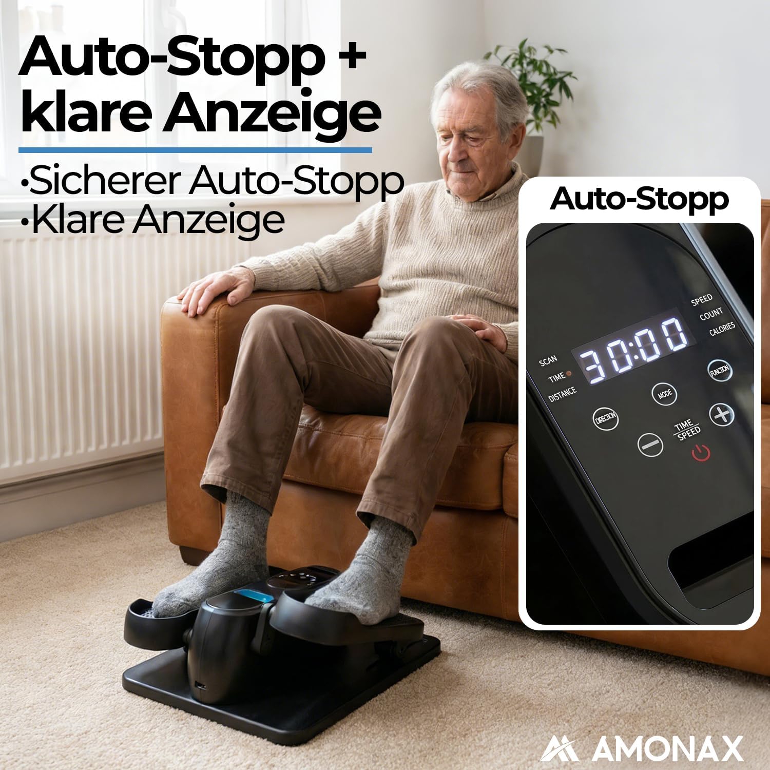 Amonax Elektrischer Mini-Ellipsentrainer für Zuhause und Büro, Untertisch-Crosstrainer mit Fernbedienung und Display, 12 Geschwindigkeiten, leise und kompakt, für Senioren und Erwachsene – Bild 5