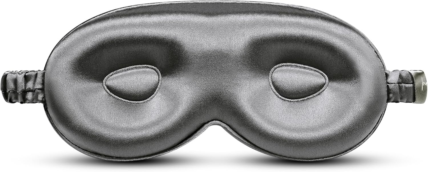 Schlafmaske Seide 3D Anti-Falten, hautfreundlicher Blackout Dunkelgrau