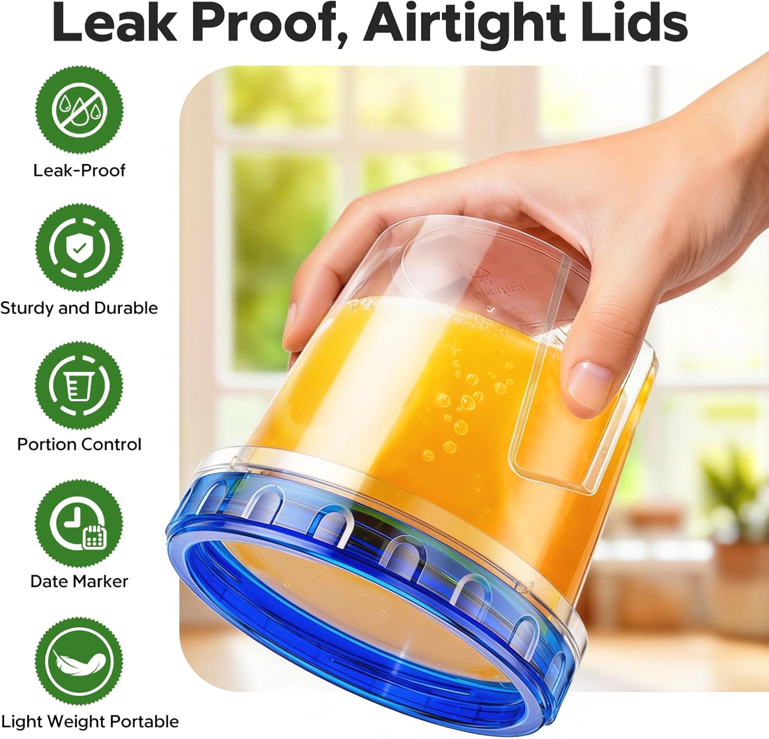 Wwtop Frischhaltedosen mit Deckel 6 x 720 ml, Vorratsdosen mit Deckel Luftdicht, Meal Prep Boxen, Auslaufsichere Aufbewahrungsbox Gefrierdosen Küche, BPA-frei, Mikrowellen und Mikrowellengeeignet – Bild 3