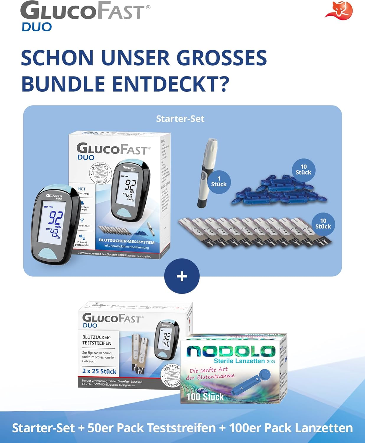 Duo Blutzuckermessgerät (mg/dL) Set mit 60 Teststreifen und 10 Lanzetten | Zertifiziertes Diabetes-Messsystem mit hoher Genauigkeit | Einfach zu bedienen – Bild 7
