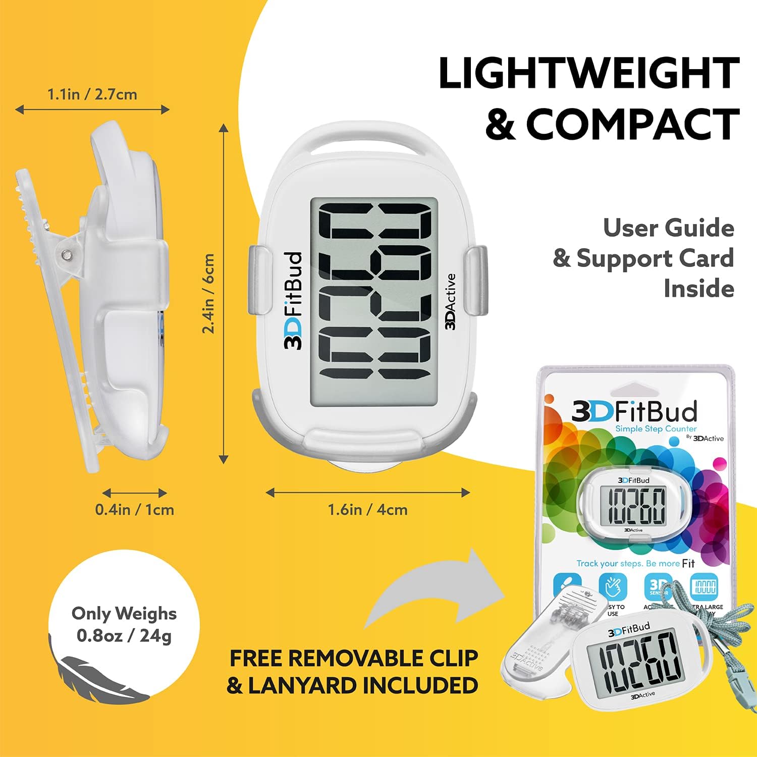 3DFitBud Easy Pedometer Walking 3D-Schrittzähler mit Clip und Trageband A420S – Bild 6