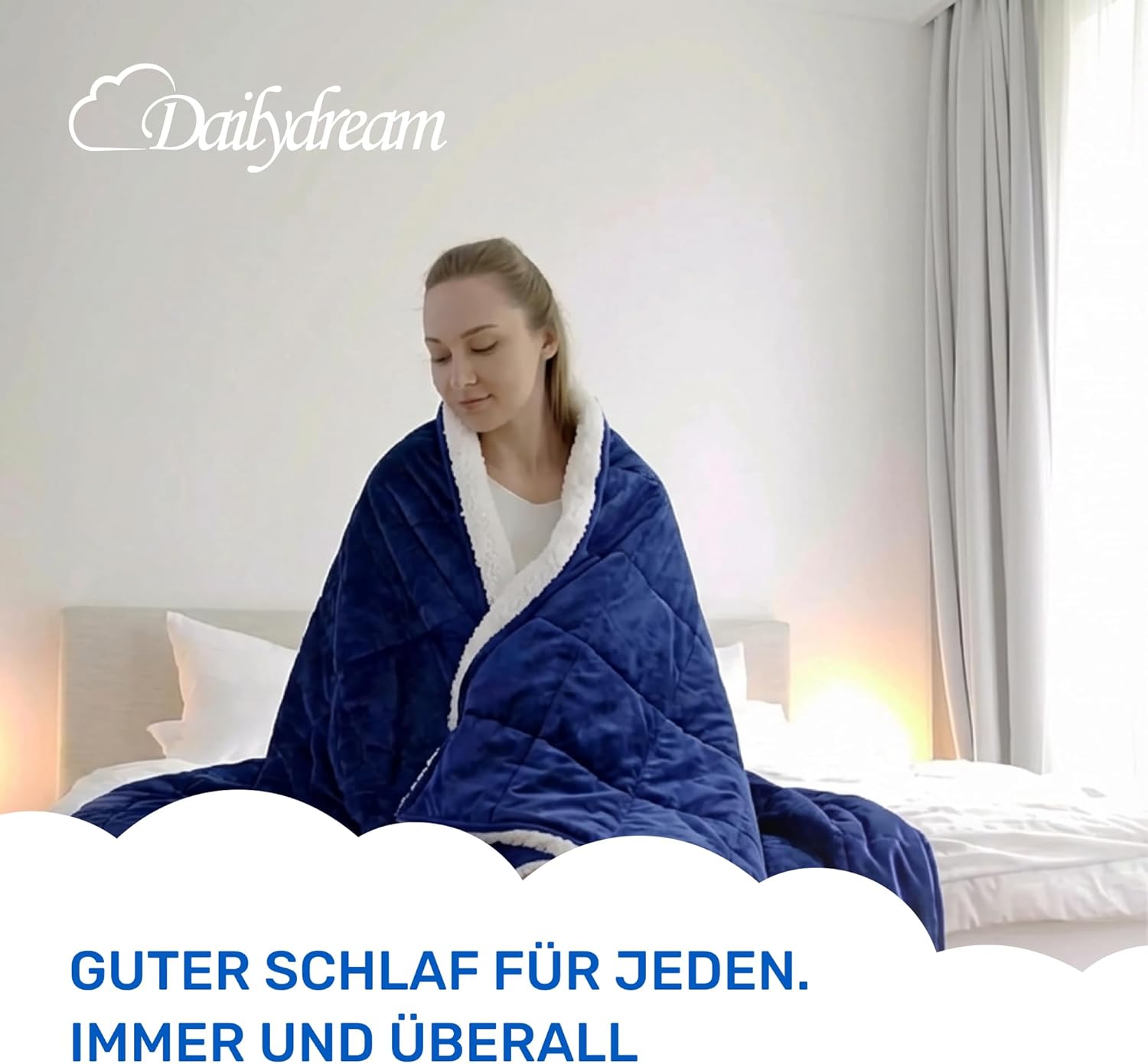 Dailydream Therapie-Gewichtsdecke 135 x 200 cm, 6 kg, blau, flauschiges Fleece mit Glasperlenfüllung, schwere Decke zum Schlafen, Gewichtsdecke, Therapiedecke, Körpergewicht 53–65 kg – Bild 8