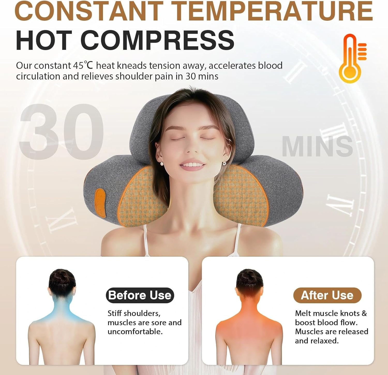 Necline Nackenmassagegerät mit Wärme, elektrisches 3-in-1-Massagegerät, Nackenmassagekissen, Entspannungskissen zur Nackenaktualisierung, Nackenmassagekissen – Bild 4