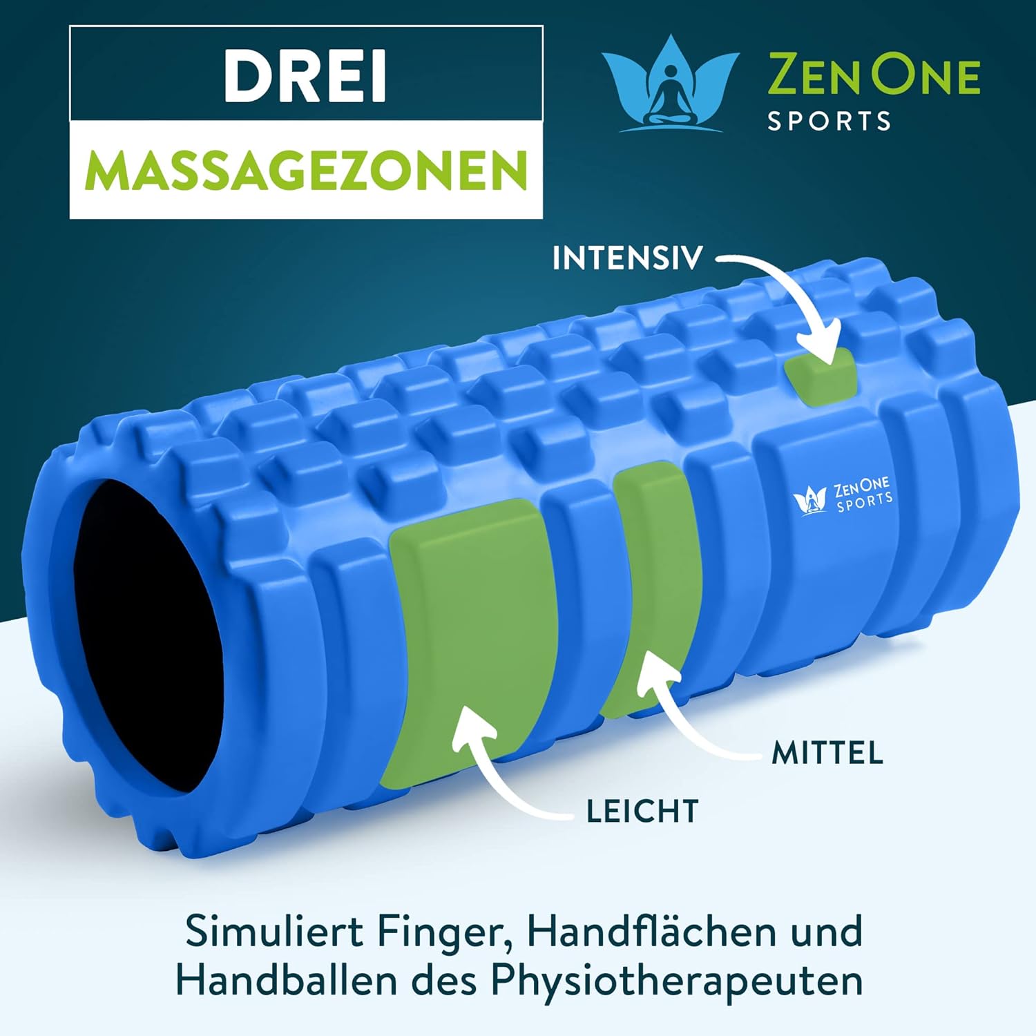 ZenOne Sports® Faszienrolle – Ideal für Massage, Rehabilitation & Aktivierung I Massage-Rolle für Wirbelsäule, Rücken, Beine & Mehr I Faszienrolle Wirbelsäule, Foam Roller mit Workout Guide – Bild 2