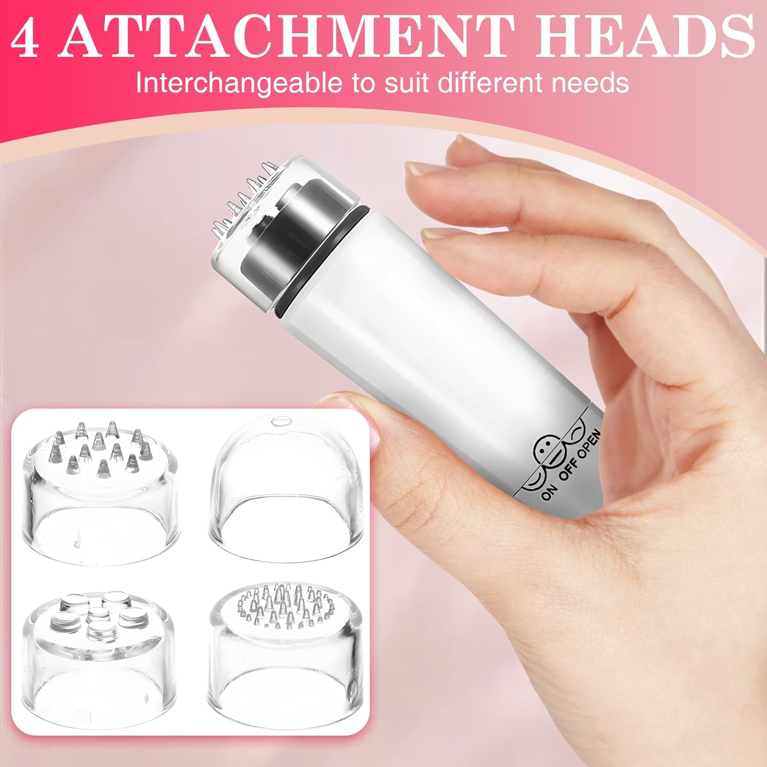Gesichtsmassagegerät, 4 in 1 Elektrische Gesichtsmassage, Mini Akupressur Massagegerät zur Schmerzlinderung und Muskelentspannung, Tragbare Gesichtsmassage (Weiß) – Bild 3