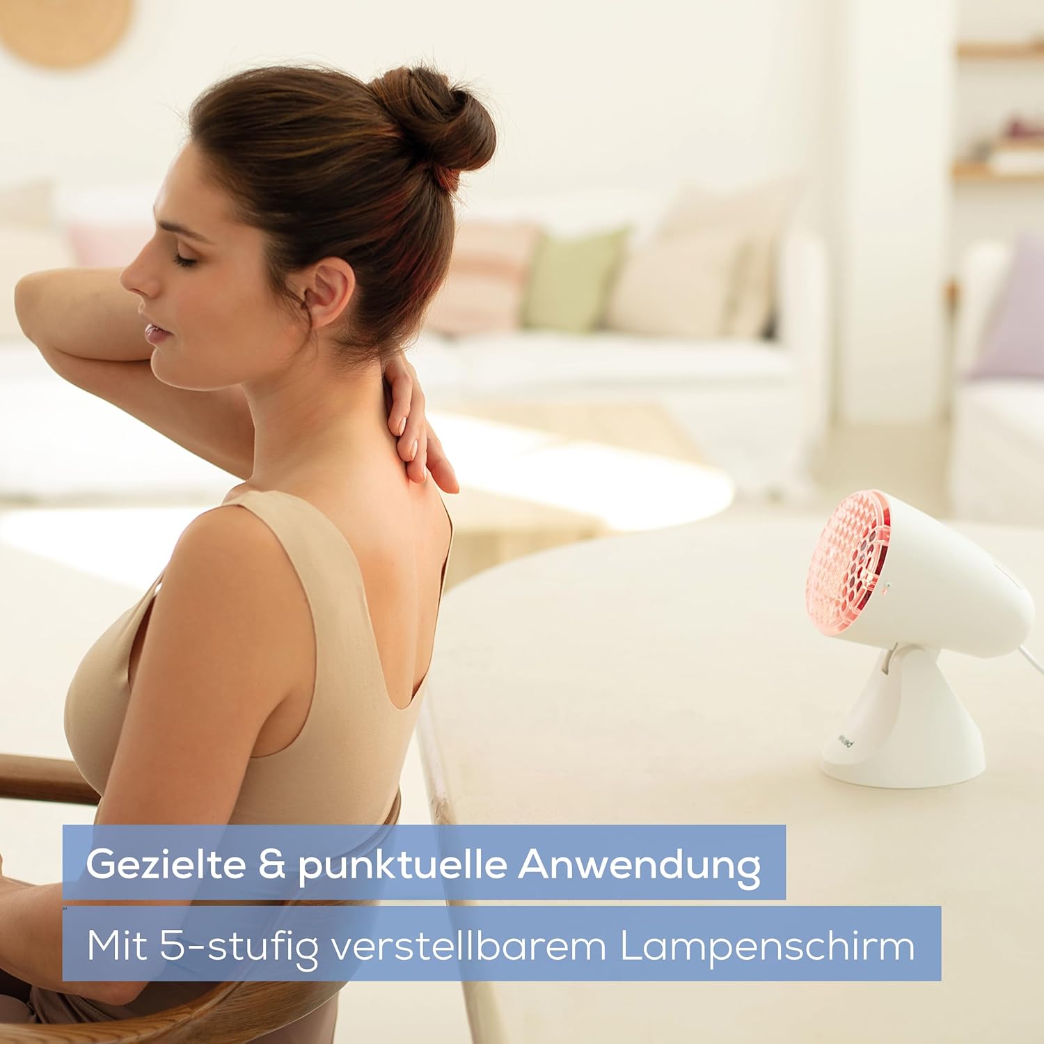 Beurer IL 11 Infrarotlampe mit Schutzgitter – Medizingerät mit wohltuender Wärme bei Kälte und Muskelverspannungen – 5 Neigungsstufen – inklusive Schutzbrille – weiß – Bild 4
