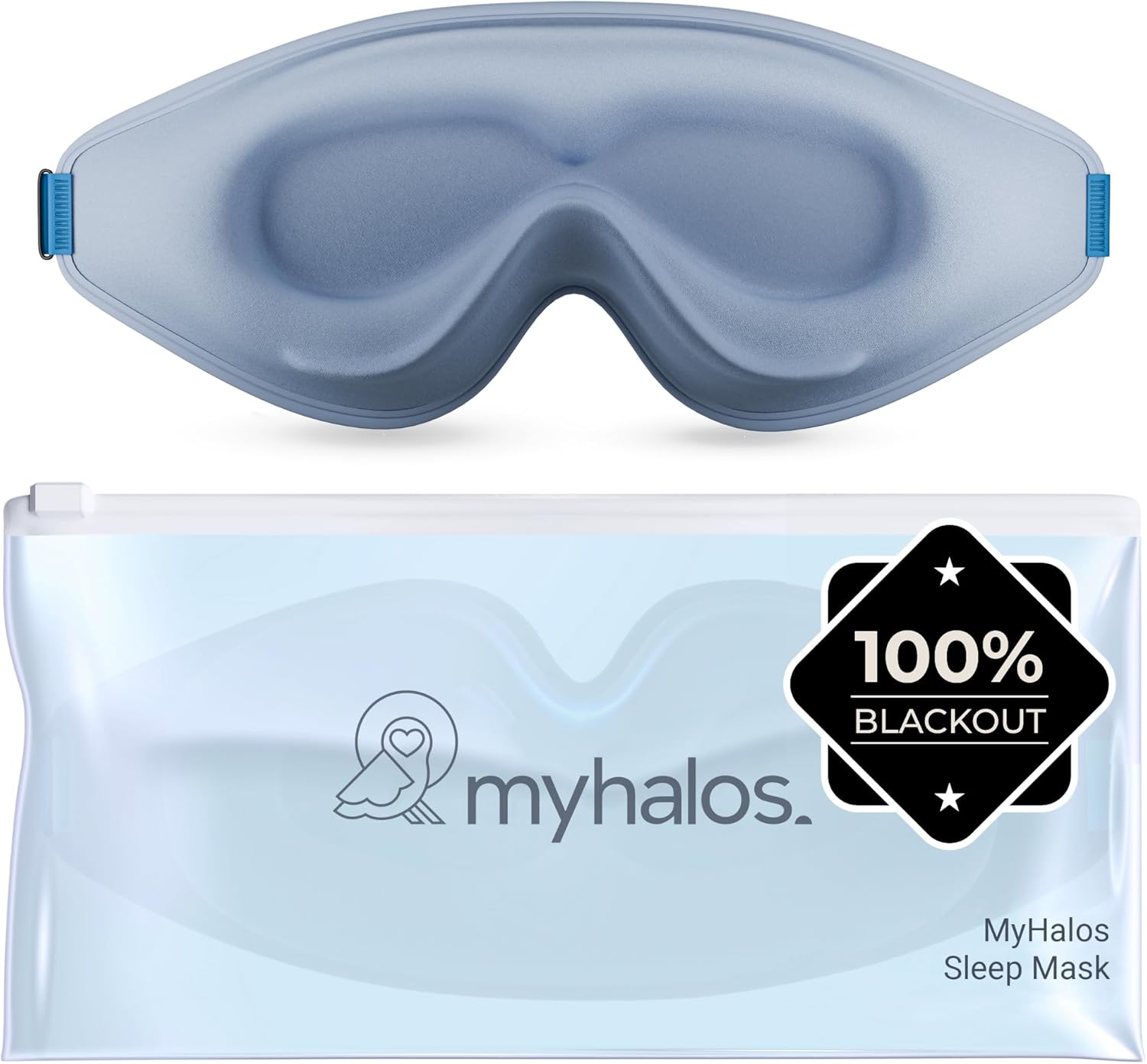 MyHalos® Schlafmaske – Augenmasken zum Schlafen – 100 % verdunkelnde Schlafmaske für Damen, Herren und Seitenschläfer – 3D-Schlafmaske gegen Druck – preisgekröntes Design, wimpernfreundlich