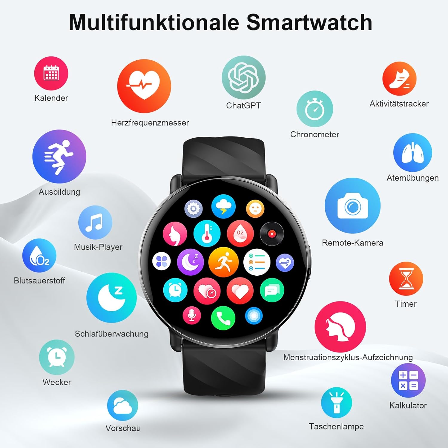 Smartwatch Damen Herren mit ChatGPT KI-Assistent, 1,39" HD Touch Fitnessuhr mit Telefonfunktion, 112+ Sportmodi Fitness Tracker Pulsmesser Schlafmonitor Schrittzähler, IP68 Sportuhr für Android iOS – Bild 7